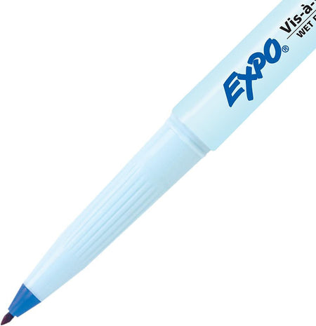 Expo Vis-à-Vis Wet Erase Markers, Fine Point, Blue, 12/Pack