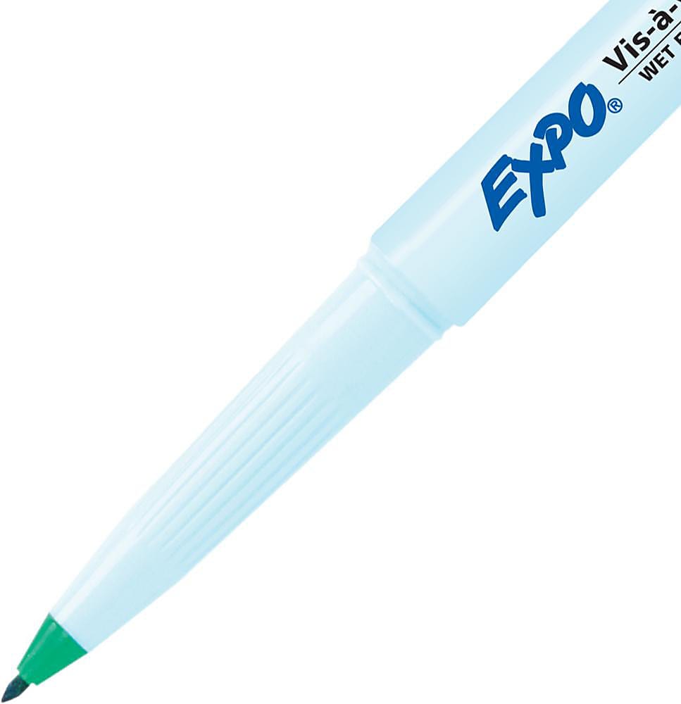 Expo Vis-à-Vis Wet Erase Markers, Fine Point, Green, 12/Pack