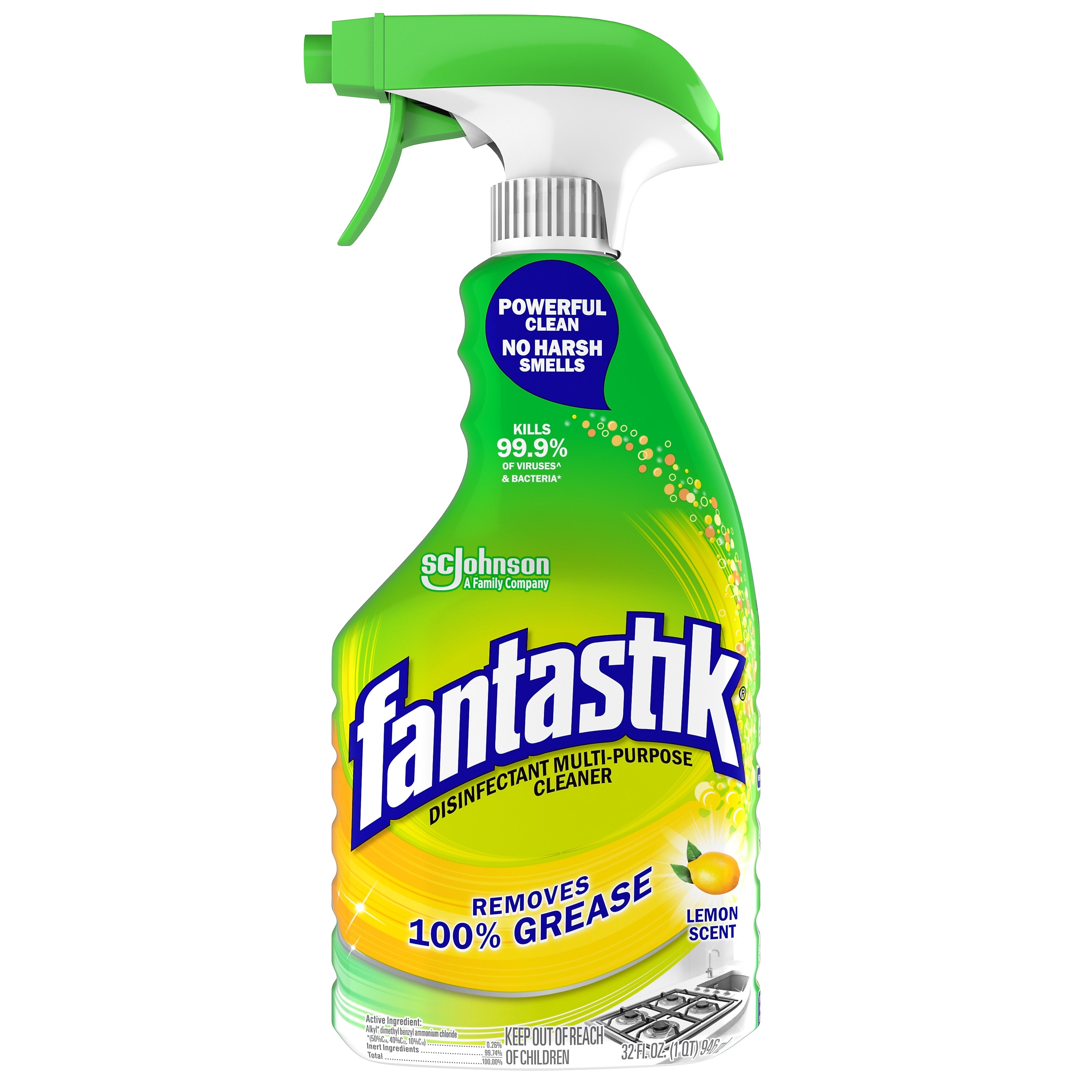 Fantastik Disinfectant All-Purpose Cleaner, Lemon, 32 Oz.
