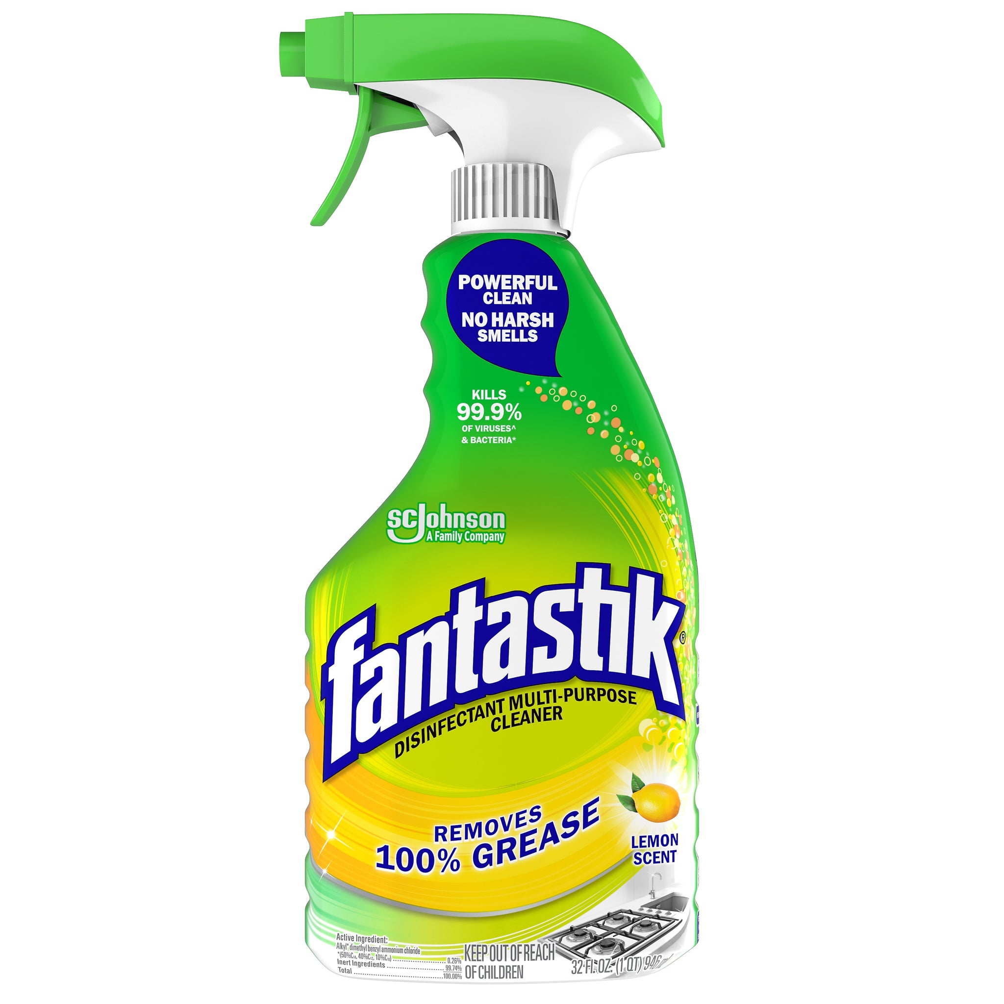 Fantastik Disinfectant All-Purpose Cleaner, Lemon, 32 Oz.