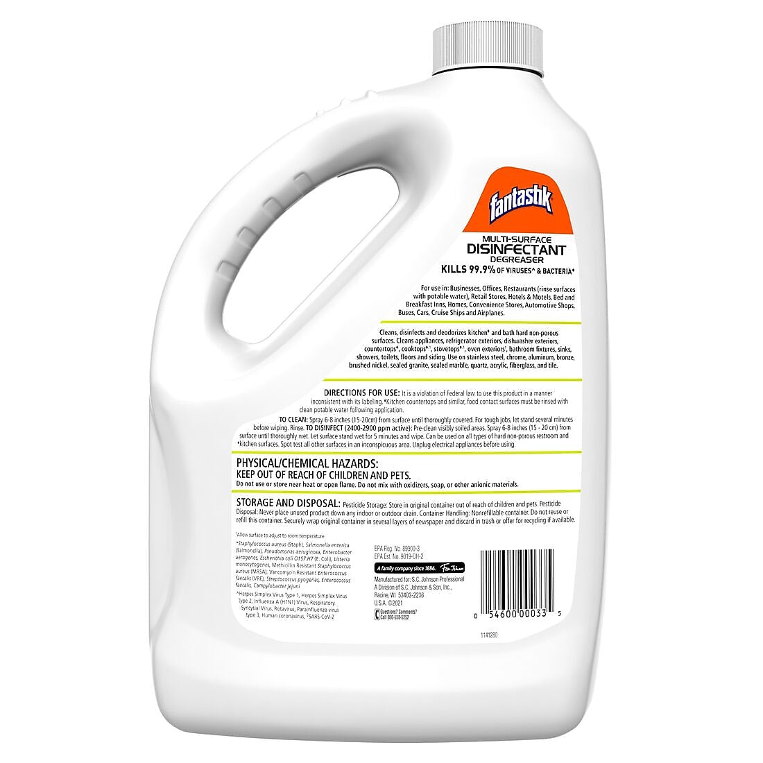 Fantastik Multi-Surface Disinfectant Degreaser, Fresh Scent, 1 gal., 4/Carton