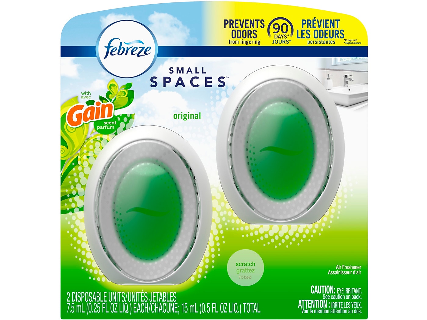 Febreze Small Spaces Air Freshener, Gain Scent, 0.25 oz., 2/Pack