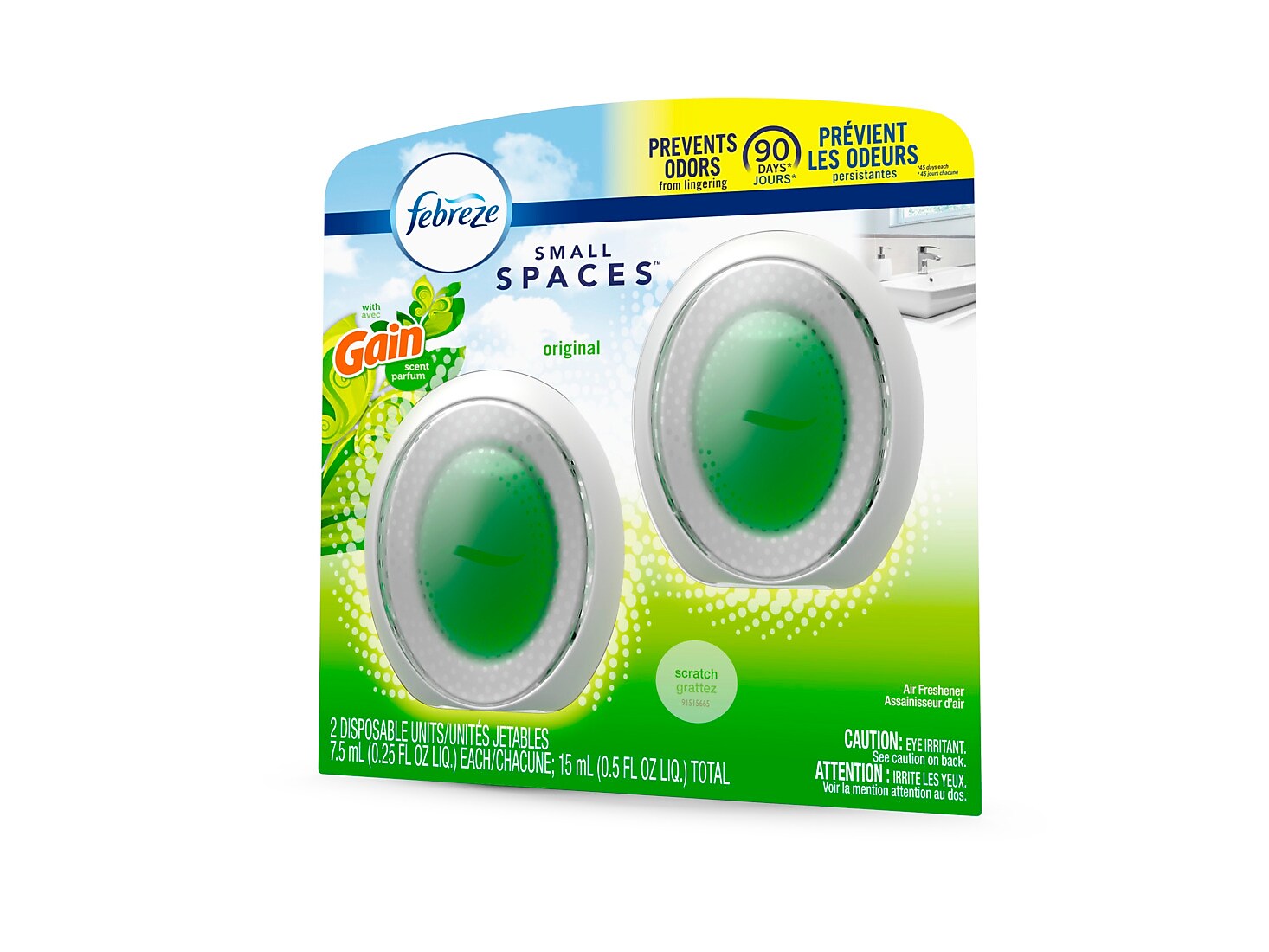 Febreze Small Spaces Air Freshener, Gain Scent, 0.25 oz., 2/Pack