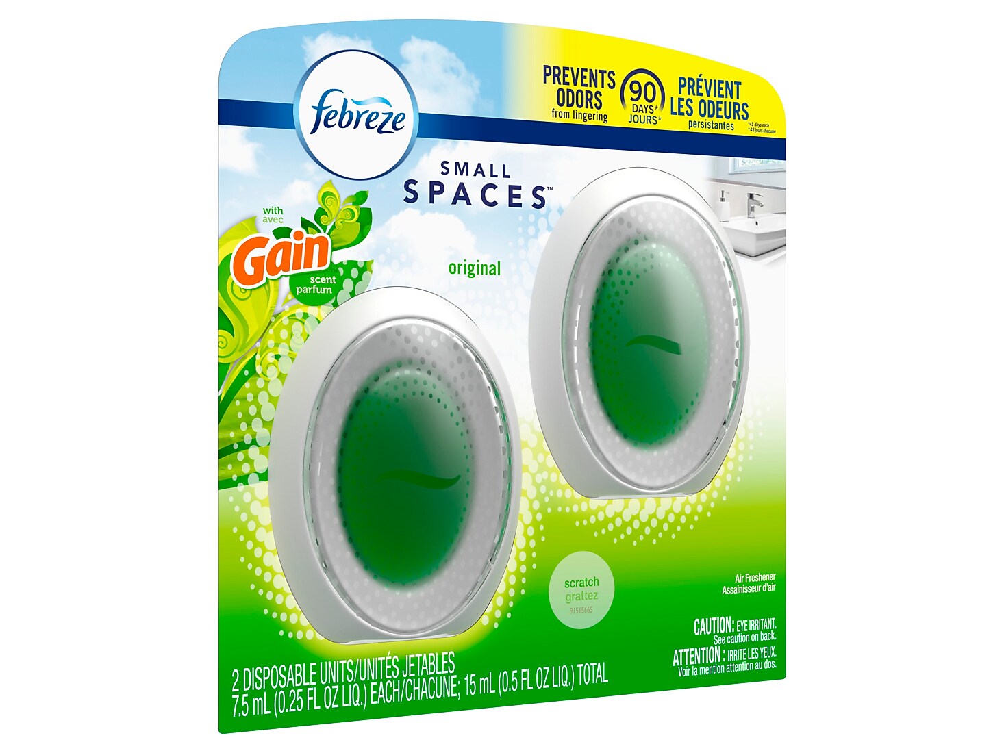 Febreze Small Spaces Air Freshener, Gain Scent, 0.25 oz., 2/Pack