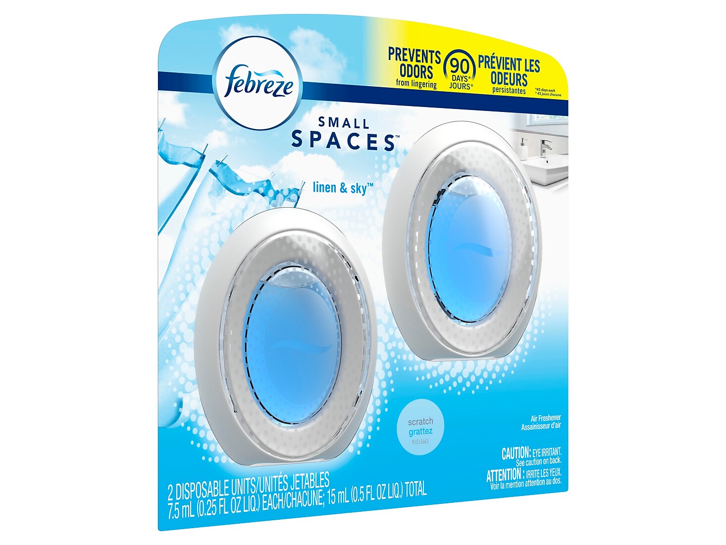 Febreze Small Spaces Solid Air Freshener, Linen & Sky, 0.25 Oz., 2/Pack