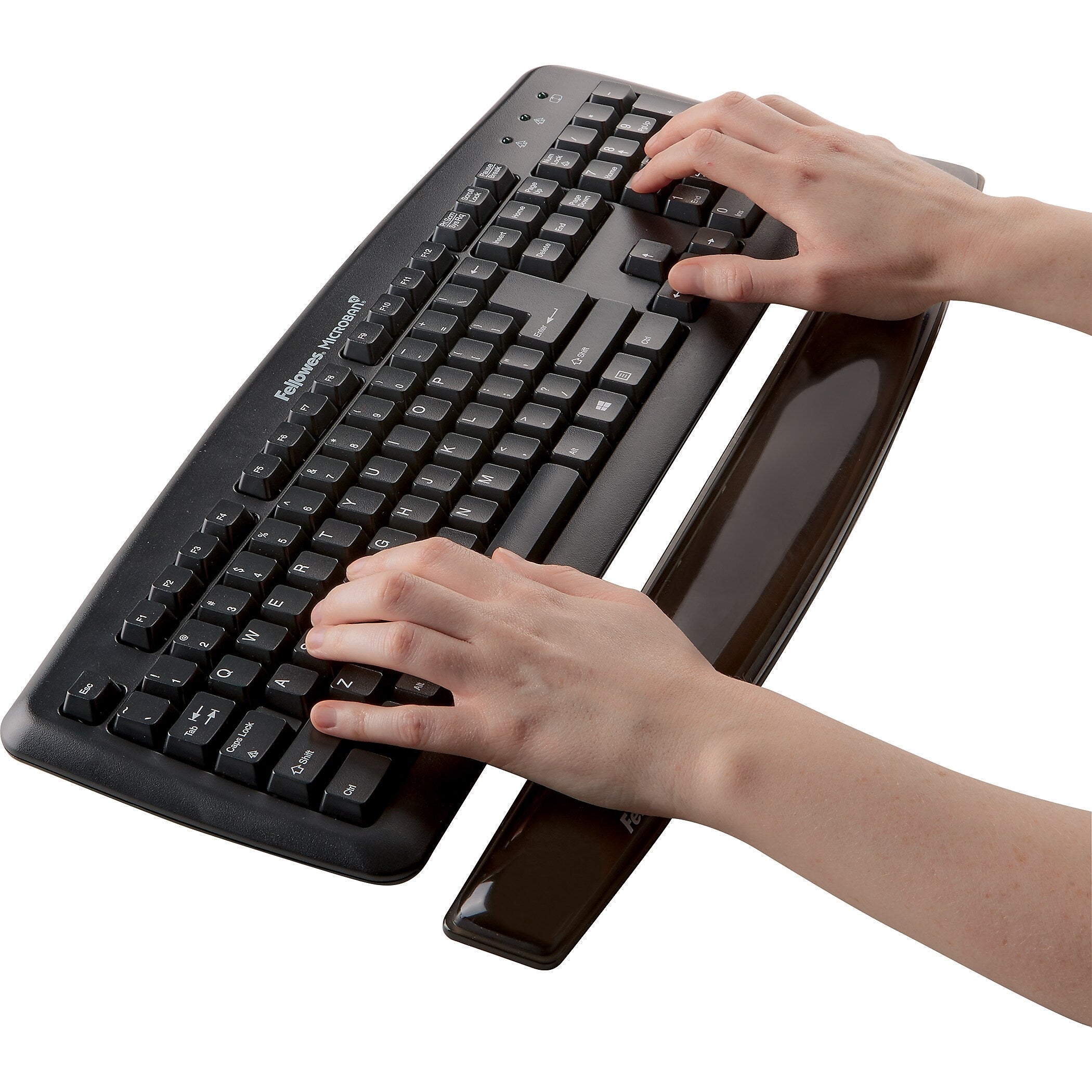 Fellowes Crystal Gel Wrist Rest, Non-Skid Backing, Black