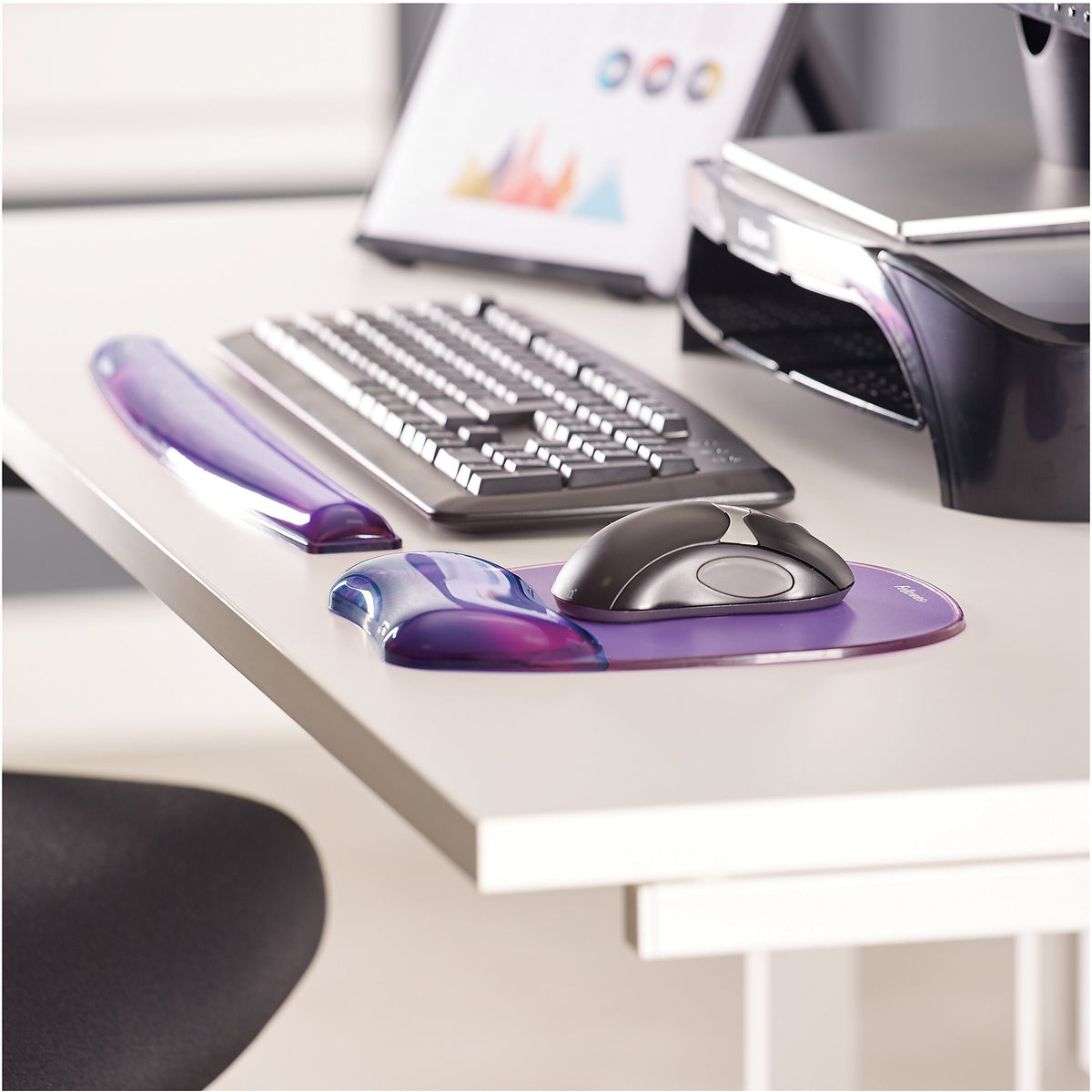 Fellowes Crystals Gel Wrist Rest, Non-Skid Base, Purple