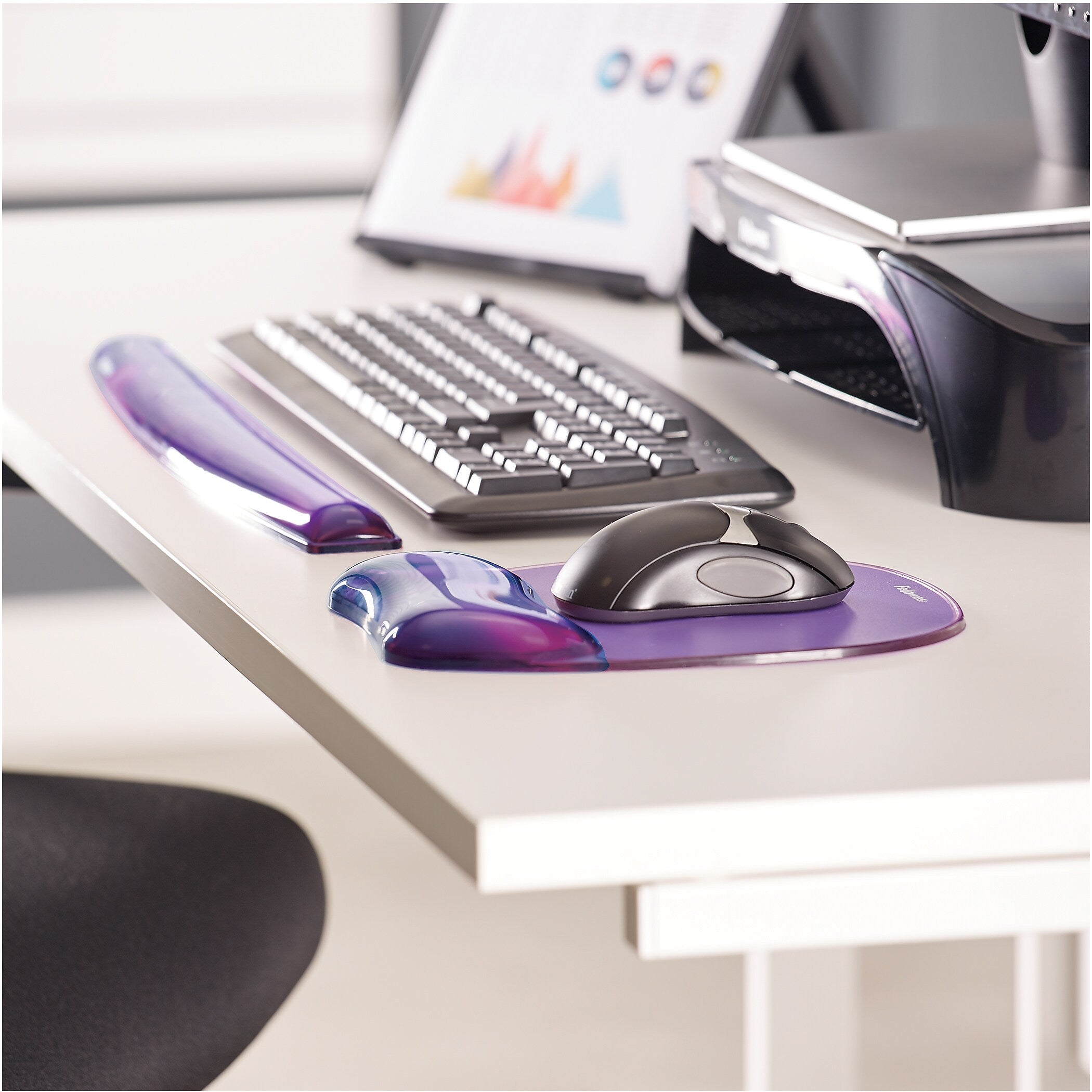 Fellowes Crystals Gel Wrist Rest, Non-Skid Base, Purple