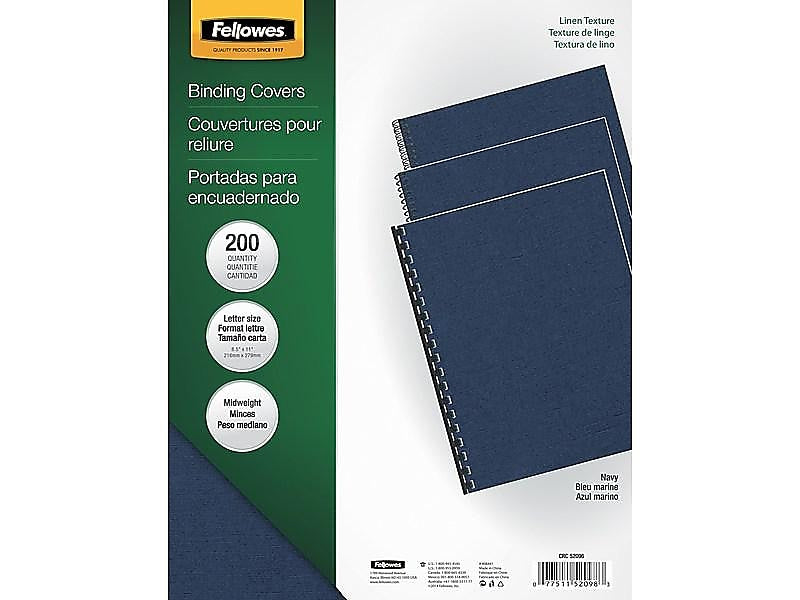 Fellowes Expressions Presentation Covers, Letter Size, Navy, 200/Pack