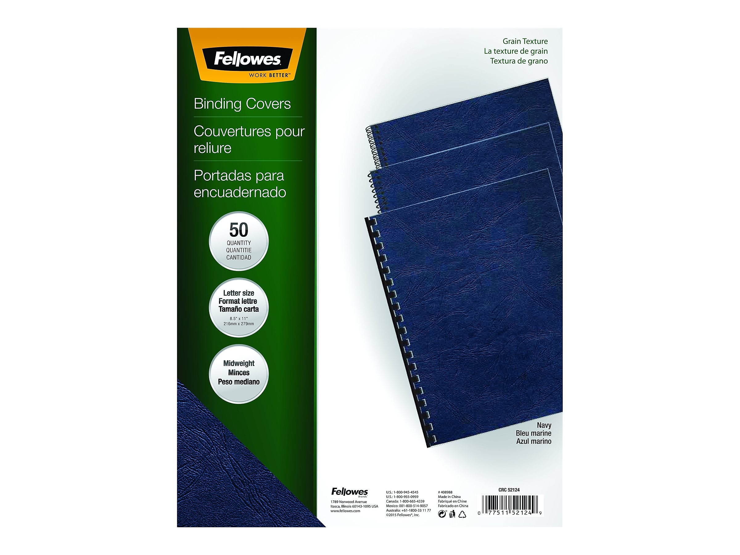 Fellowes Expressions Presentation Covers, Letter Size, Navy, 50/Pack