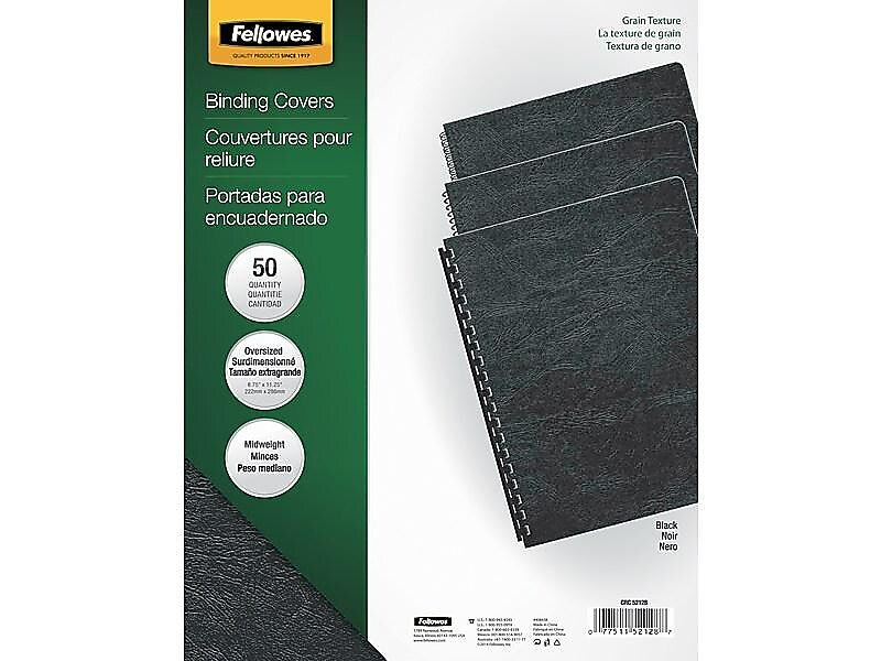 Fellowes Expressions Presentation Covers, Oversize, Black, 200/Pack