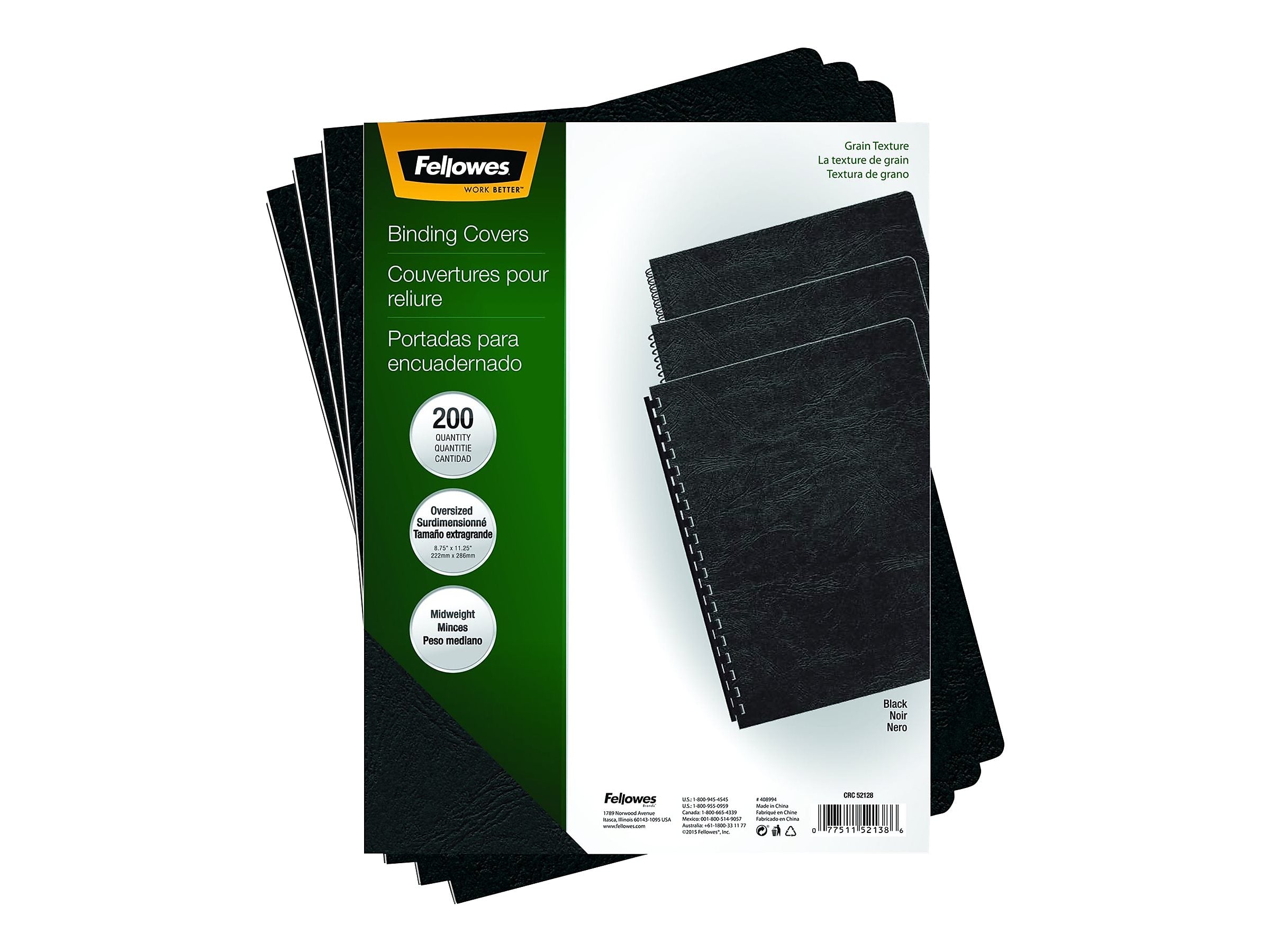 Fellowes Expressions Presentation Covers, Oversize, Black, 200/Pack