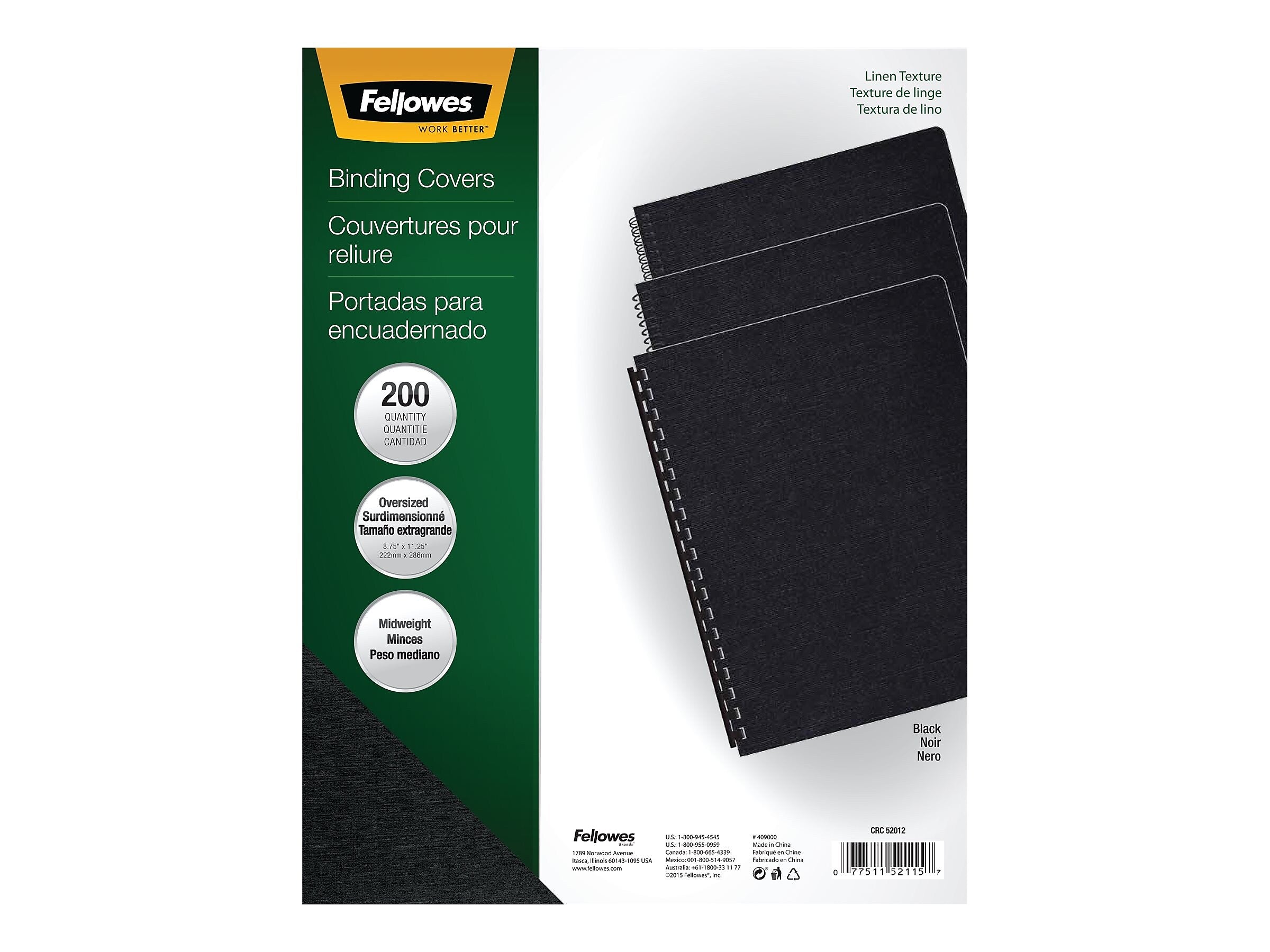Fellowes Expressions Presentation Covers, Oversize, Black, 200/Pack