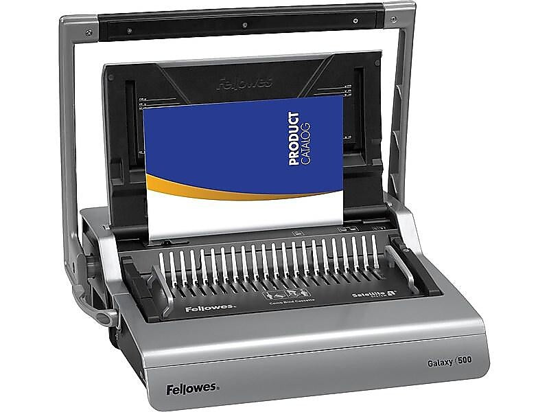 Fellowes Galaxy Comb Binding Machine, 500 Sheet Capacity, Metallic Silver/Black