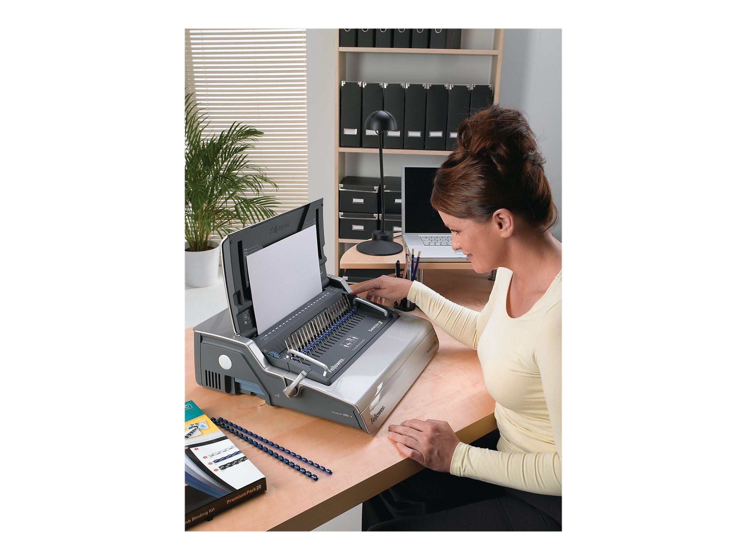 Fellowes Galaxy Comb Binding Machine, 500 Sheet Capacity, Metallic Silver/Black