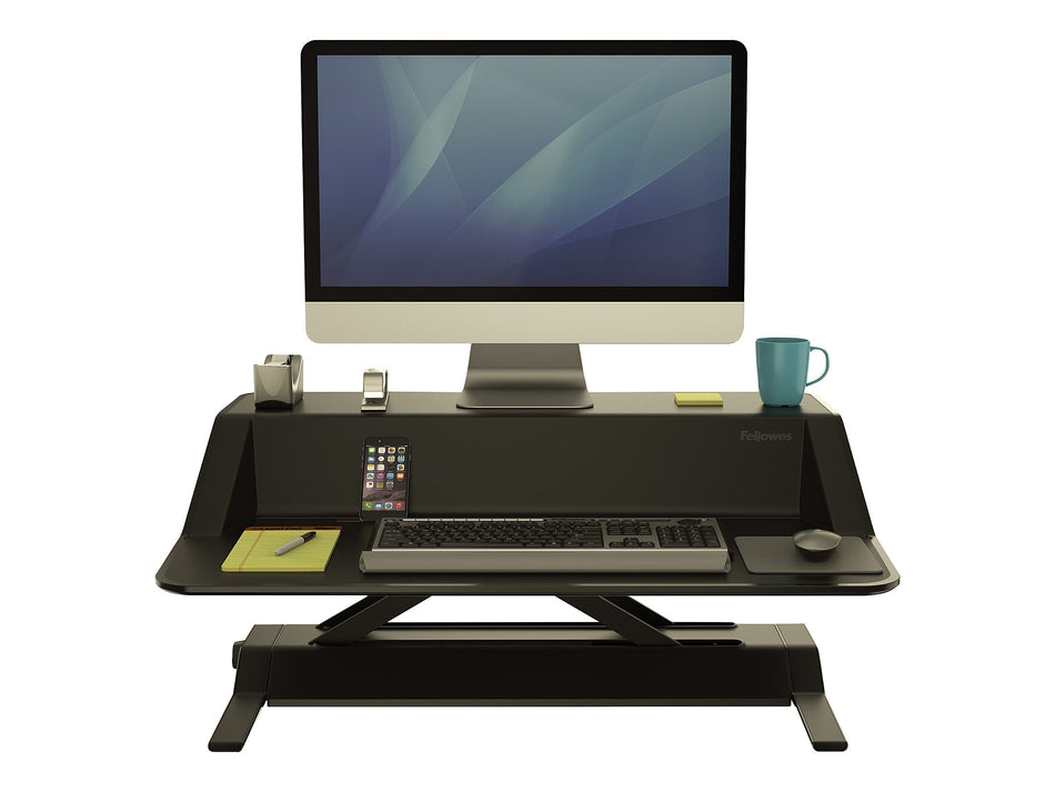 Fellowes Lotus Sit-Workstation 6"H Adjustable Metal Stand, Black