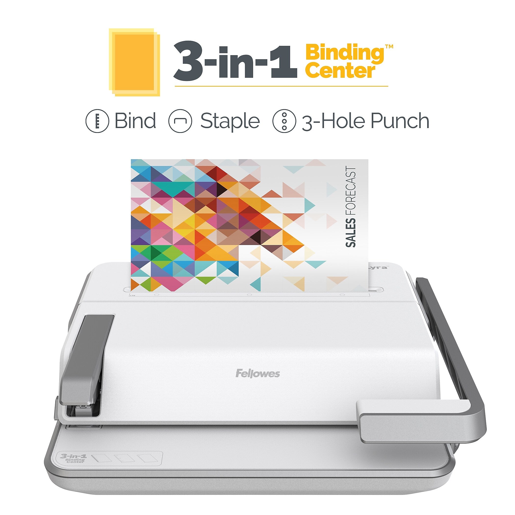 Fellowes Lyra Comb Binding Machine, 30 Sheet Capacity, White/Gray