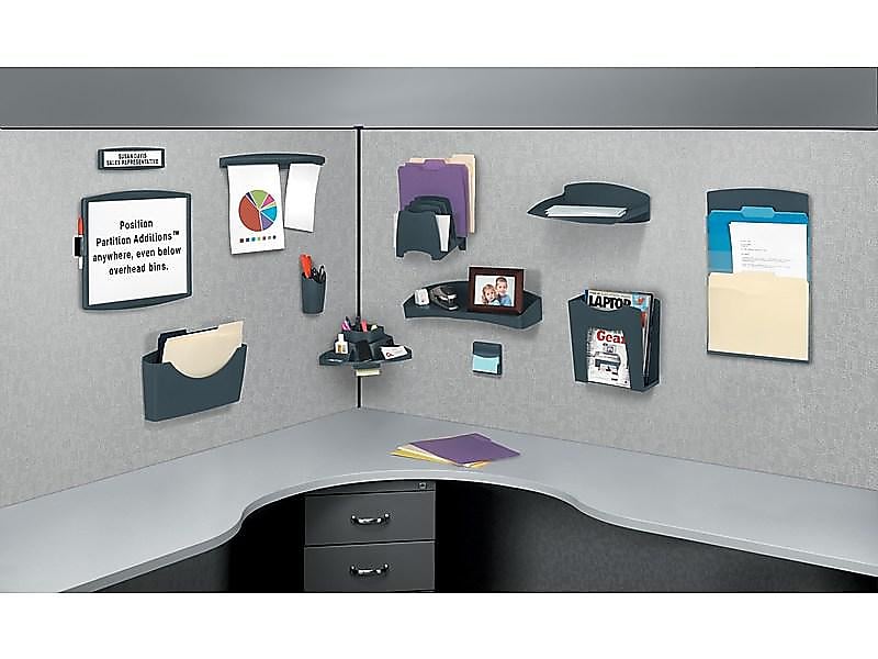 Fellowes Partition Additions Graphite Dry-Erase Whiteboard, Plastic Frame, 1' x 1'