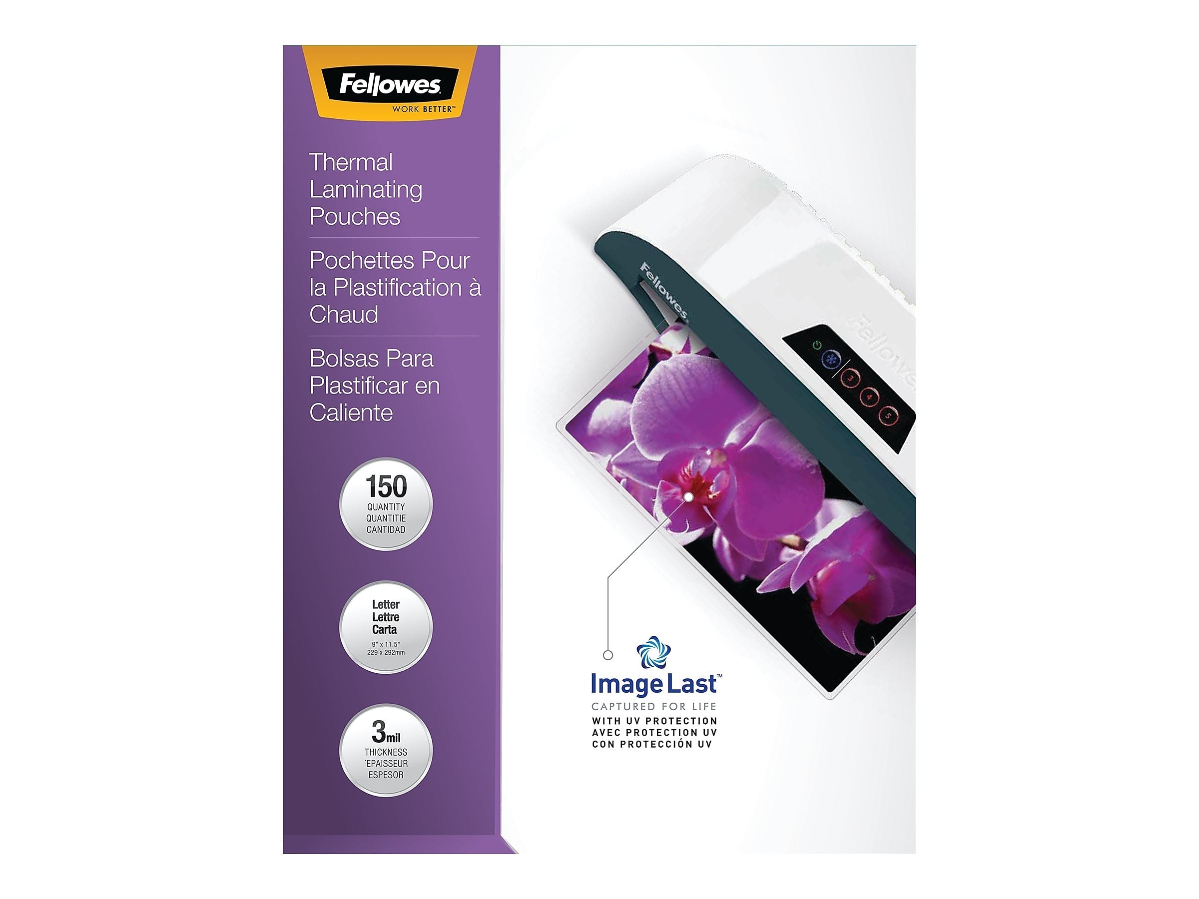 Fellowes Premium ImageLast Thermal Laminating Pouches, Letter Size, 3 Mil, 150/Pack