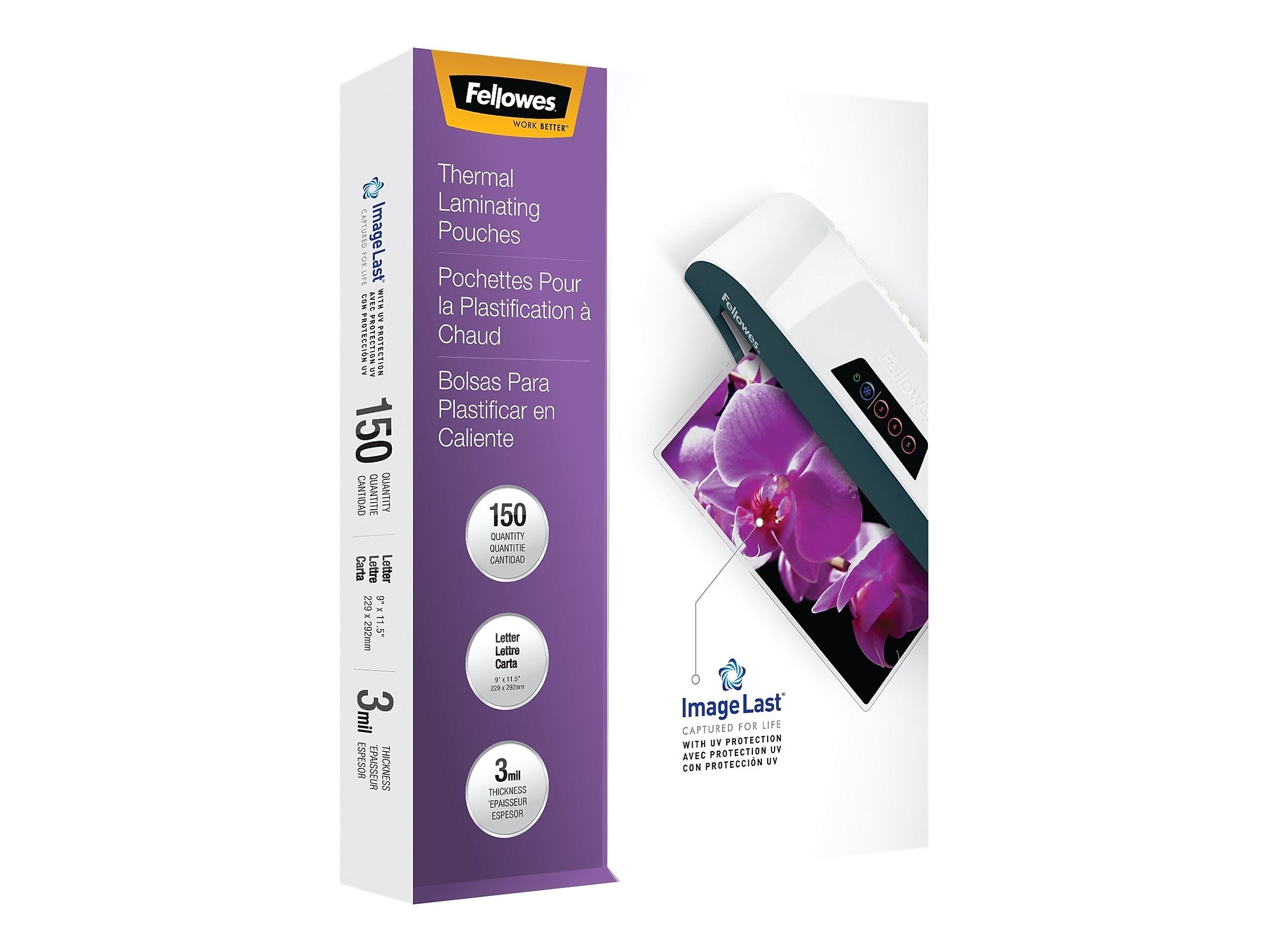 Fellowes Premium ImageLast Thermal Laminating Pouches, Letter Size, 3 Mil, 150/Pack