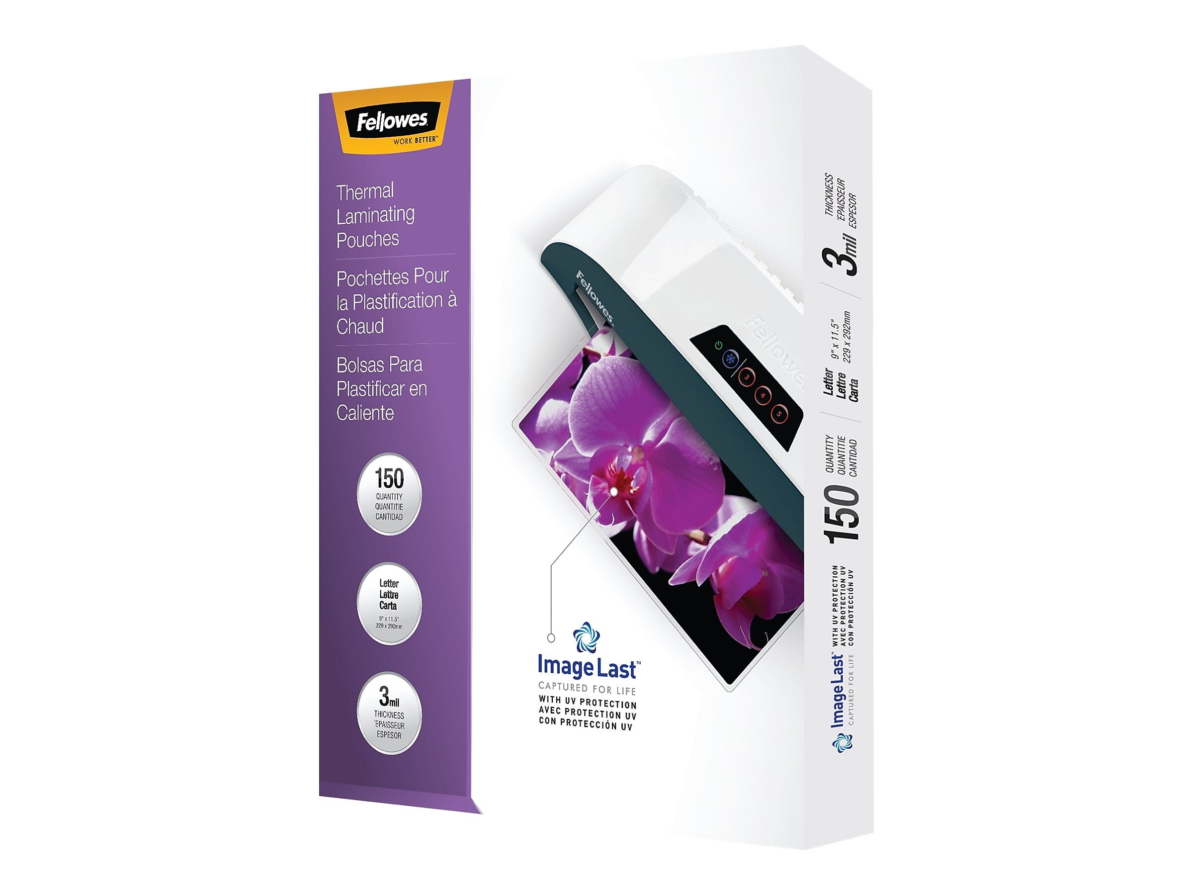 Fellowes Premium ImageLast Thermal Laminating Pouches, Letter Size, 3 Mil, 150/Pack