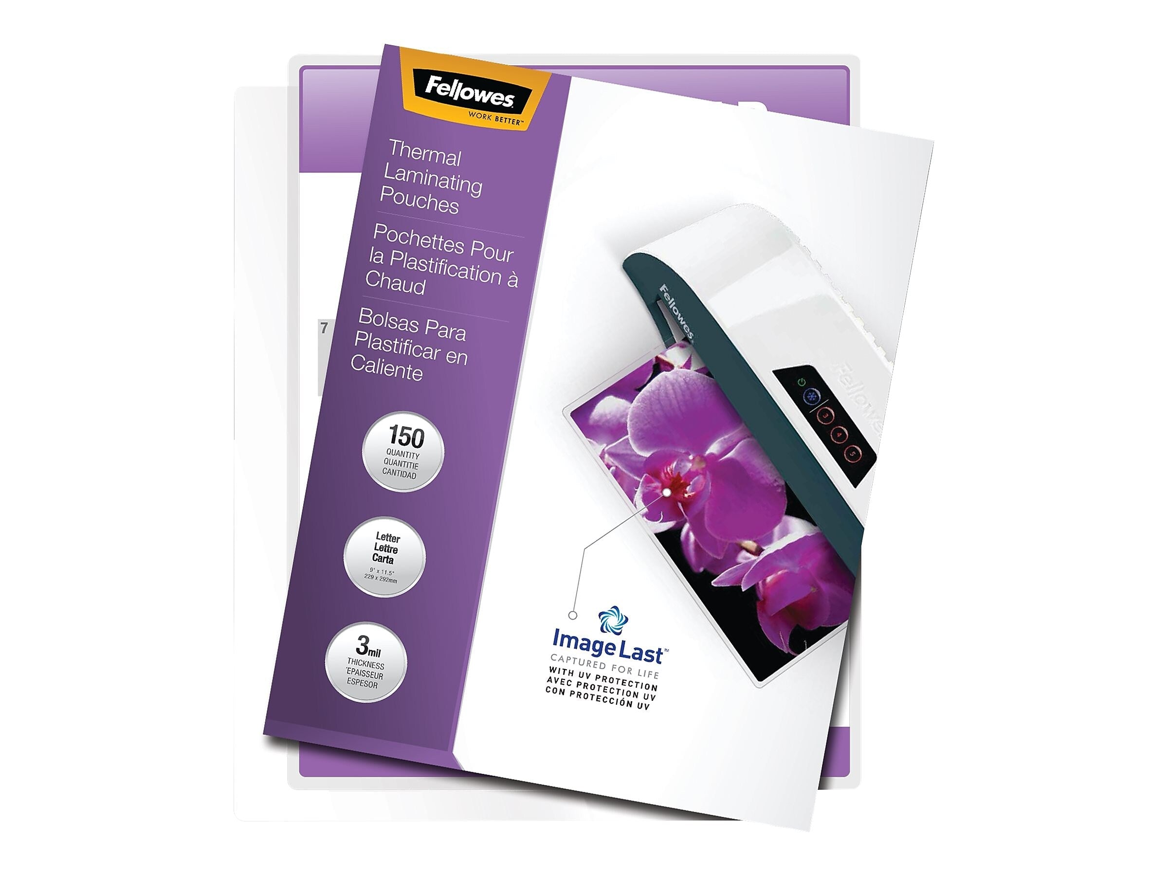 Fellowes Premium ImageLast Thermal Laminating Pouches, Letter Size, 3 Mil, 150/Pack