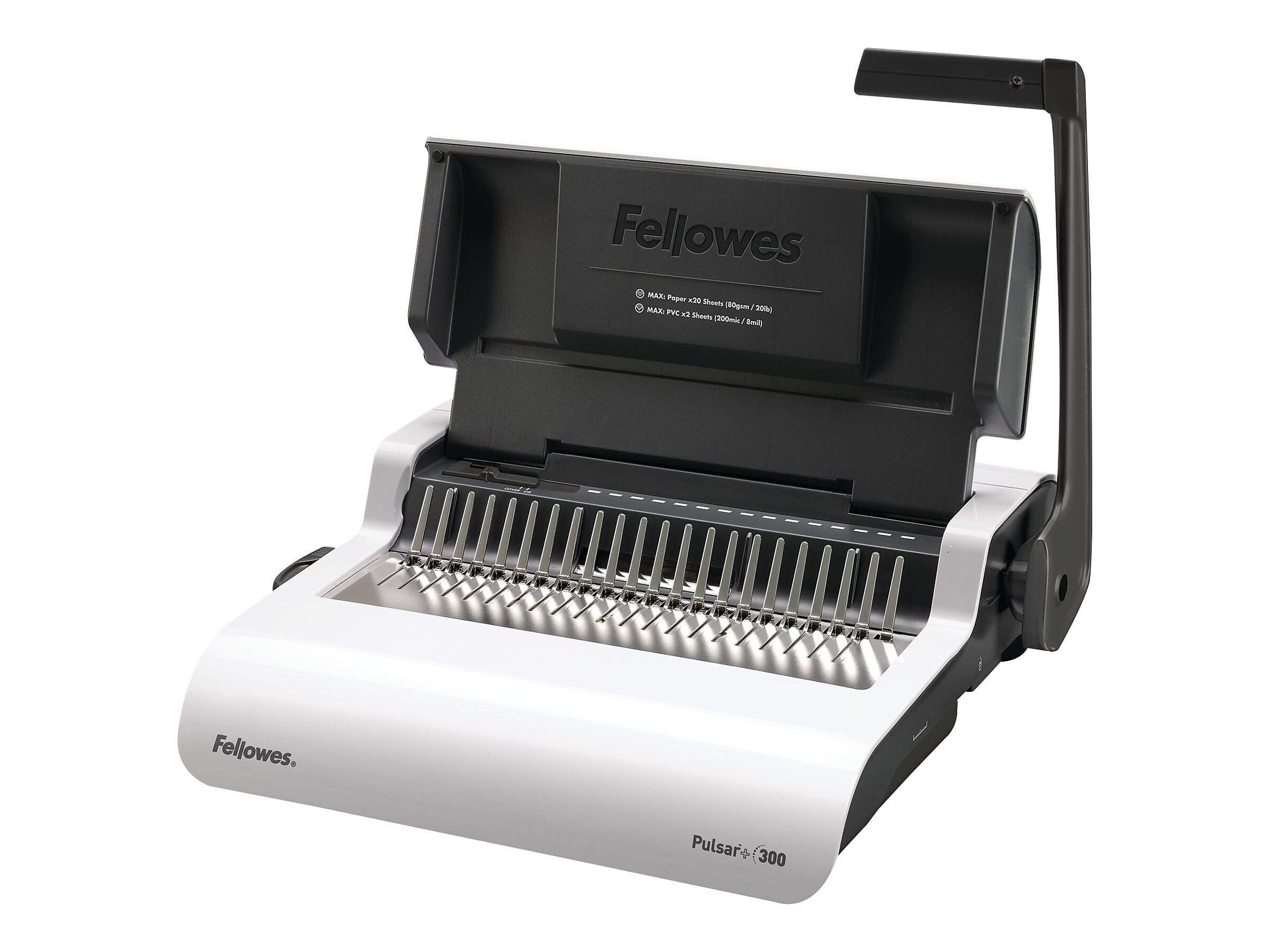 Fellowes Pulsar+ Comb Binding Machine, 300 Sheet Capacity, White/Black