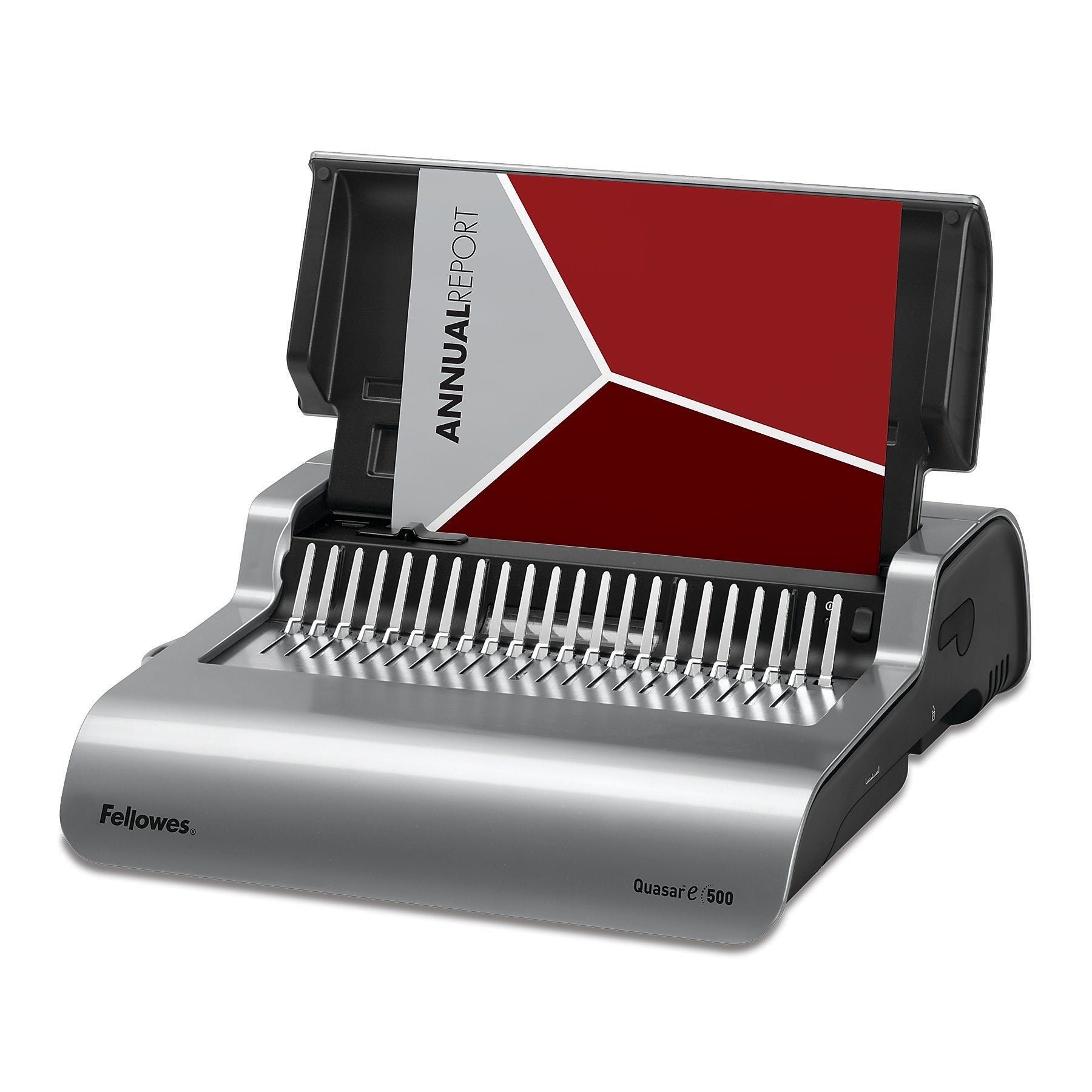Fellowes Quasar-E Comb Binding Machine, 500 Sheet Capacity, Metallic Silver/Black