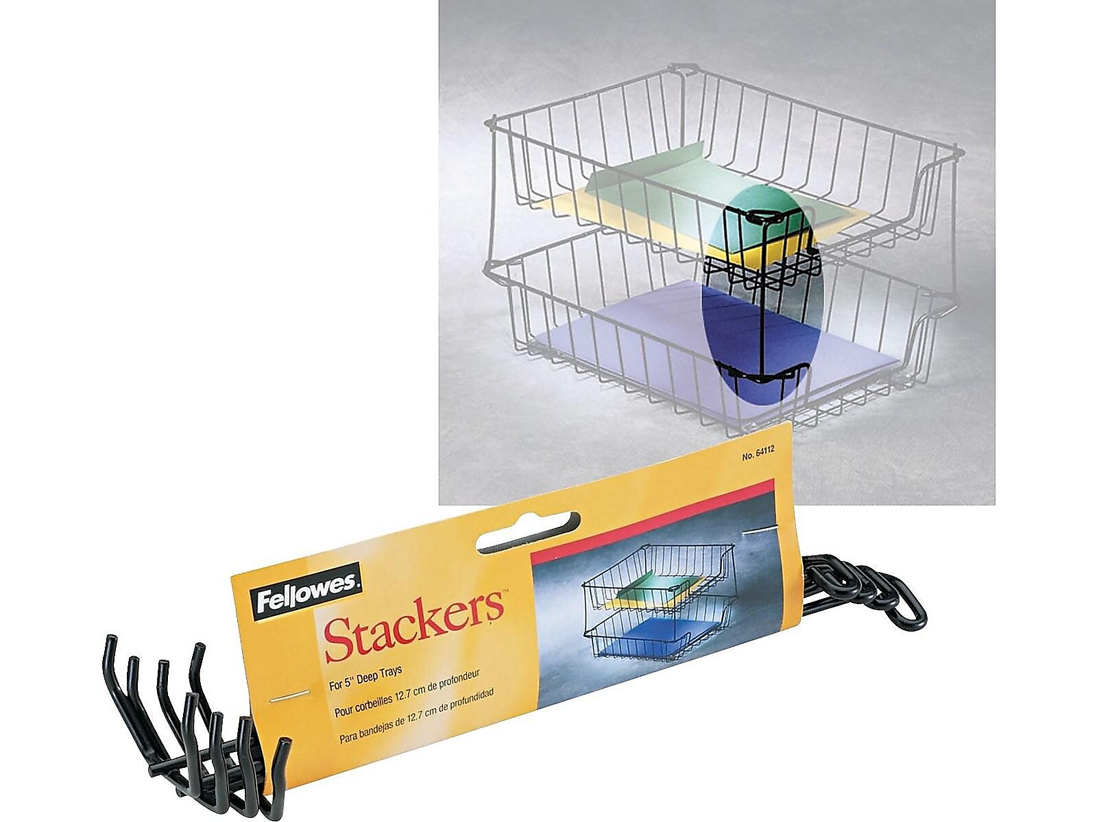 Fellowes Stackers Front Loading Letter Tray, Black, 4/Set