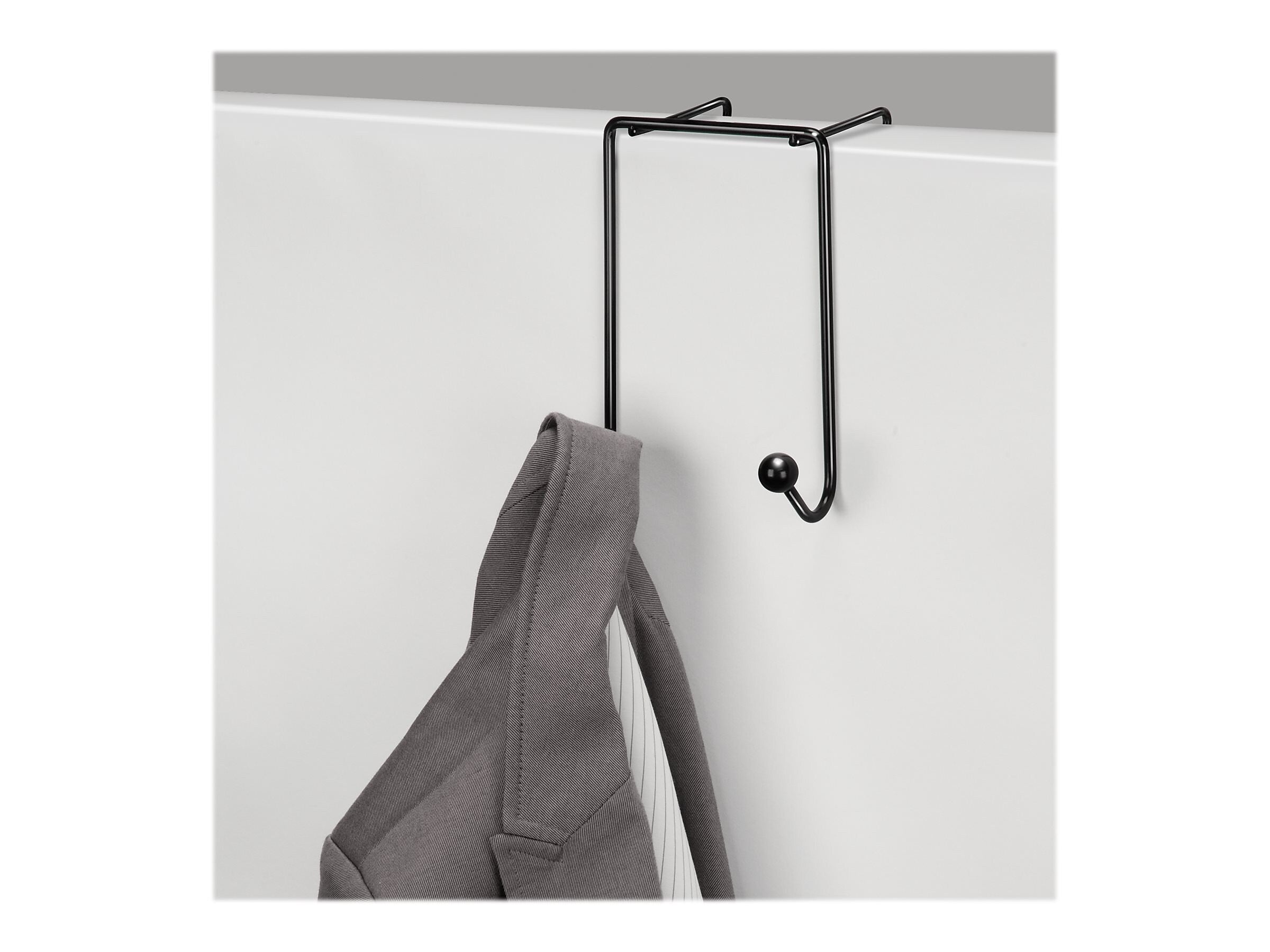 Fellowes Wire Partition Additions Plastic Double Coat Hook, Black