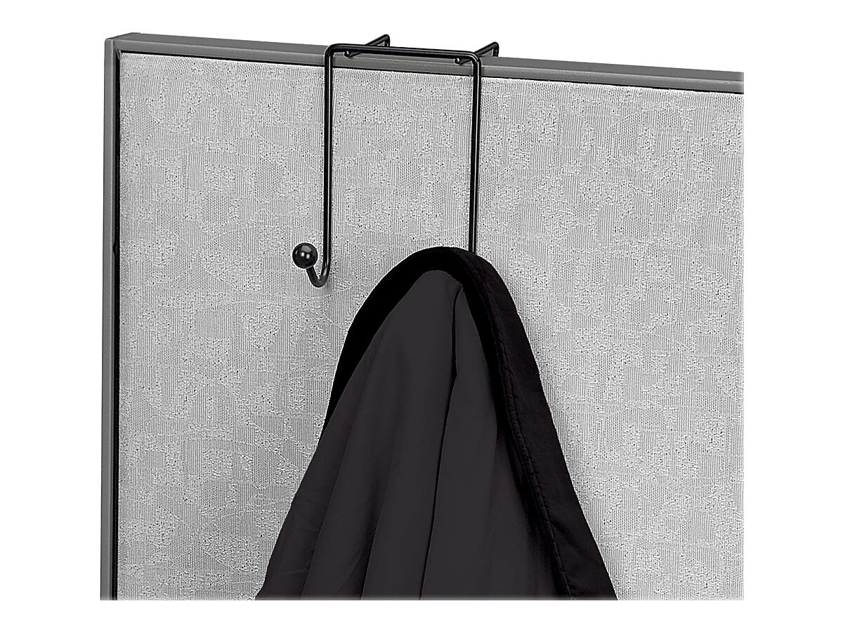 Fellowes Wire Partition Additions Plastic Double Coat Hook, Black