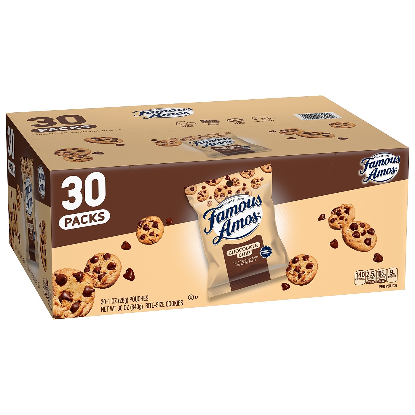 Ferrara Famous Amos Wonders From the World Belgian Chocolate Cookies, 1 oz., 30/Carton