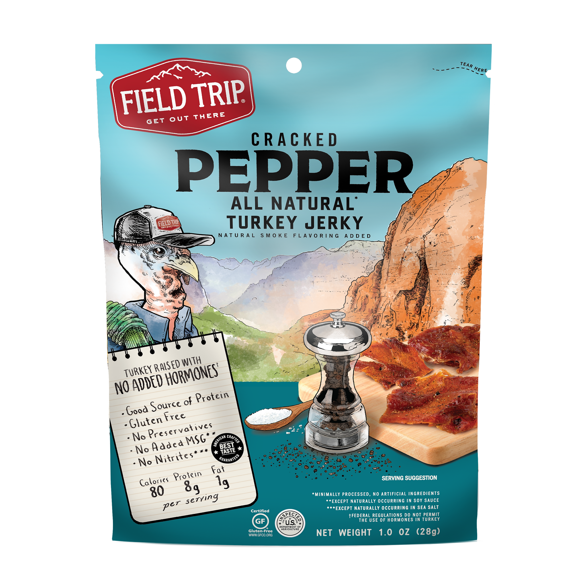 Field Trip Cracked Pepper Turkey Jerky, 1 oz., 12/Carton