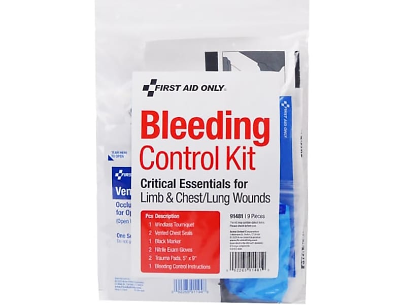 First Aid Only 9-Piece Bleeding Control Kit, Plastic Bag