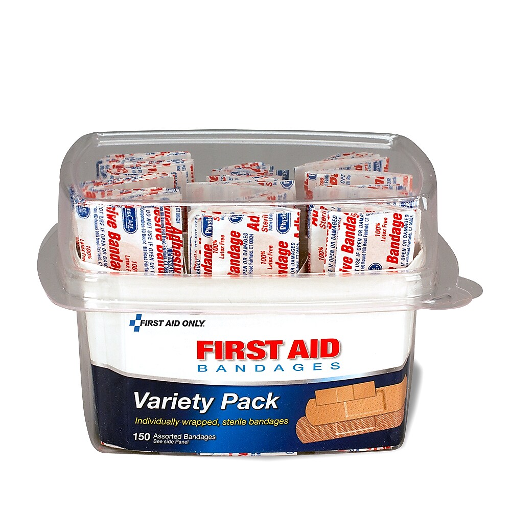 First Aid Only Adhesive Bandages Variety Pack, 150/Box