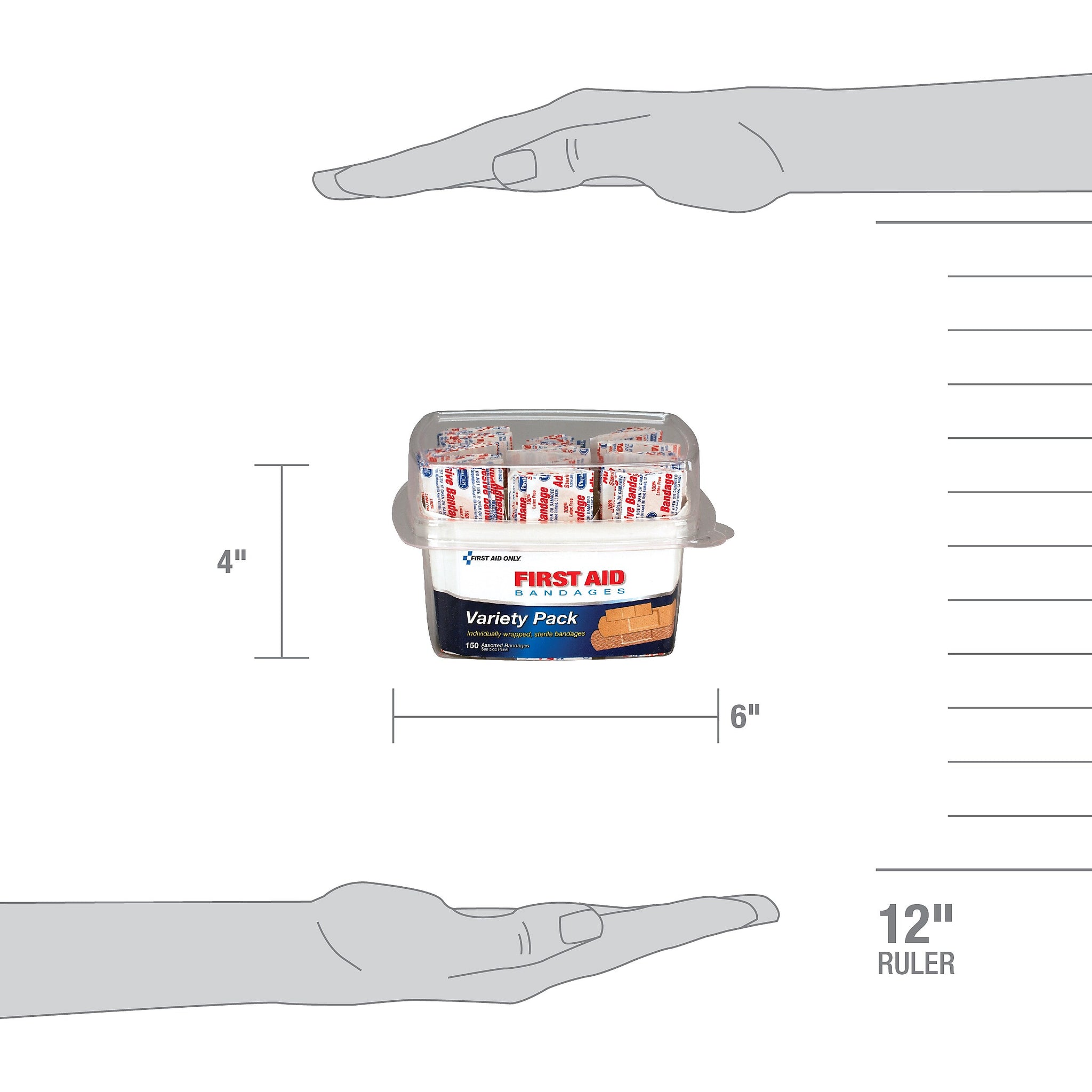 First Aid Only Adhesive Bandages Variety Pack, 150/Box