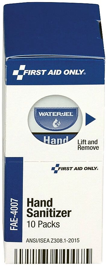 First Aid Only Antiseptic Hand Sanitizer Packets, 10/Box