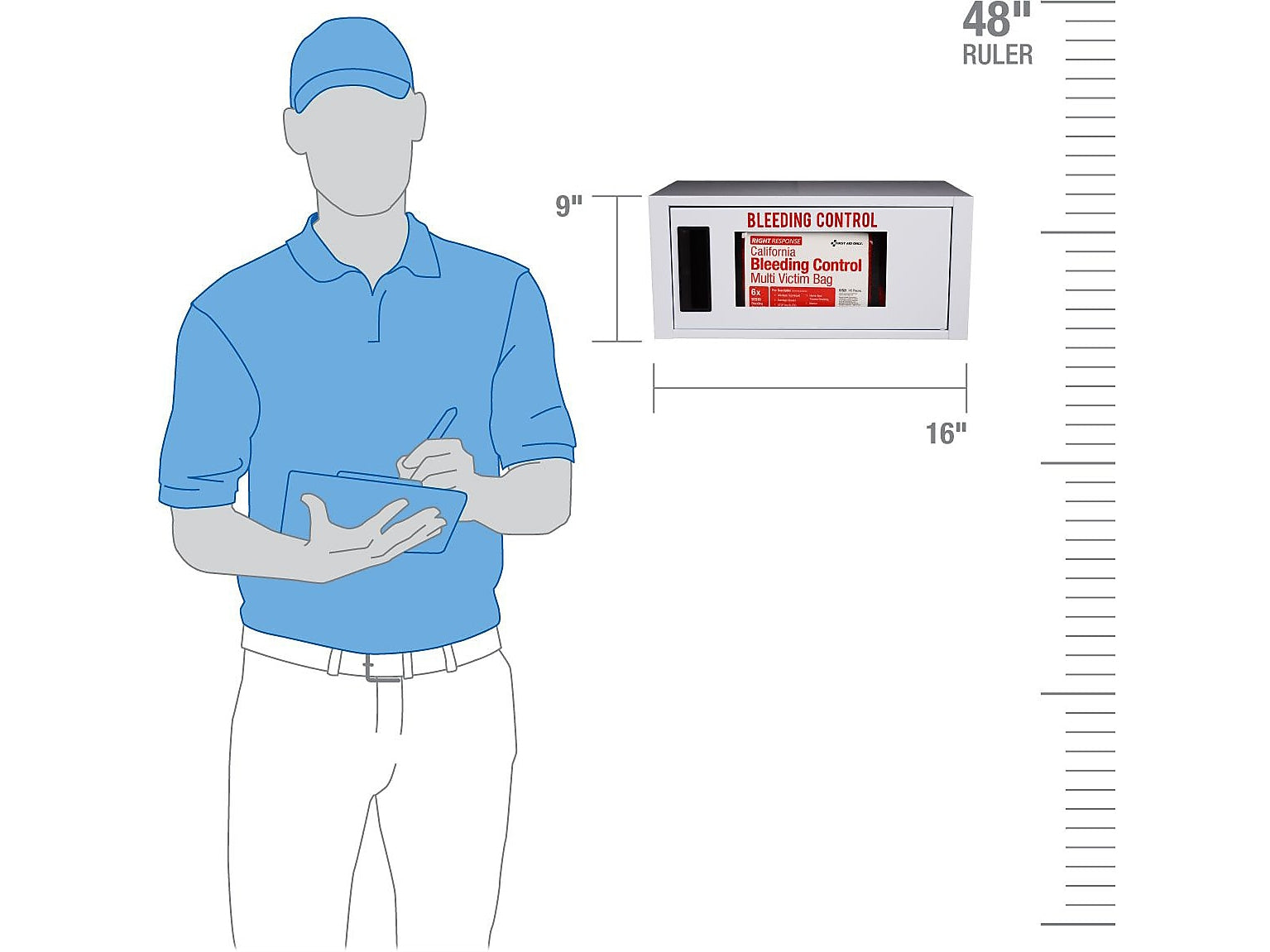 First Aid Only Bleeding Control Cabinet with Multiple Bag, California AB2260, with Alarm