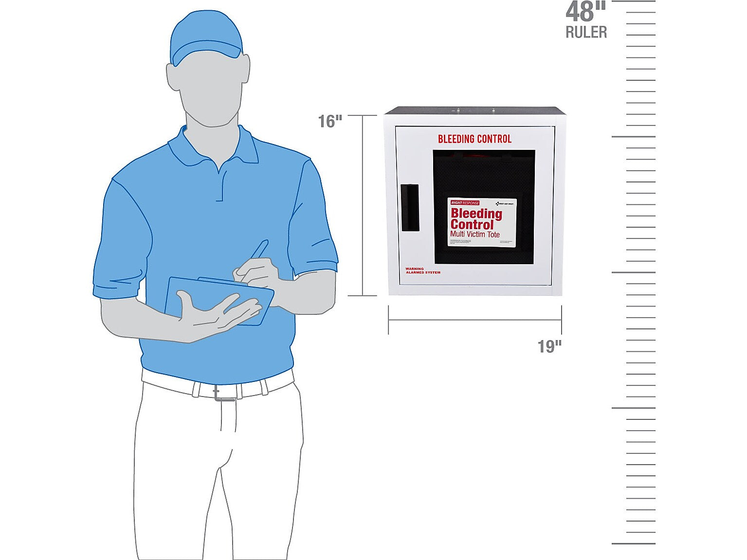First Aid Only Bleeding Control Cabinet with Multiple Victim Tote, California AB2260, With Alarm