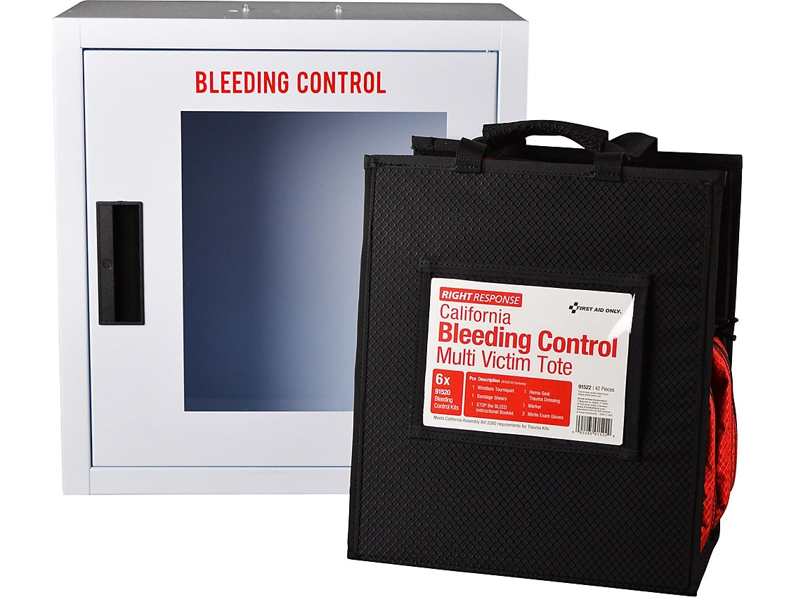 First Aid Only Bleeding Control Cabinet with Multiple Victim Tote, California AB2260, Without Alarm
