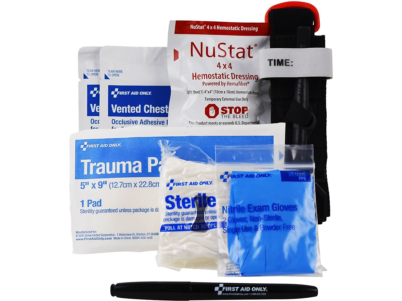 First Aid Only Critical Essentials Bleeding Control Kit for Limb, Chest & Torso Wounds