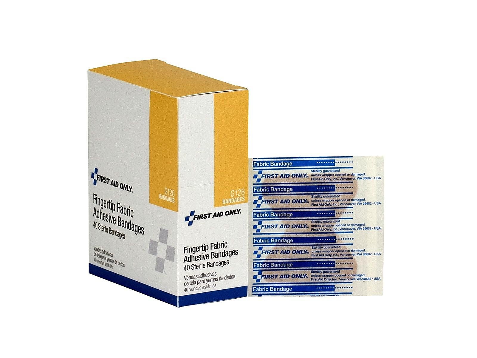 First Aid Only Fingertip Fabric Bandages, 40/Box