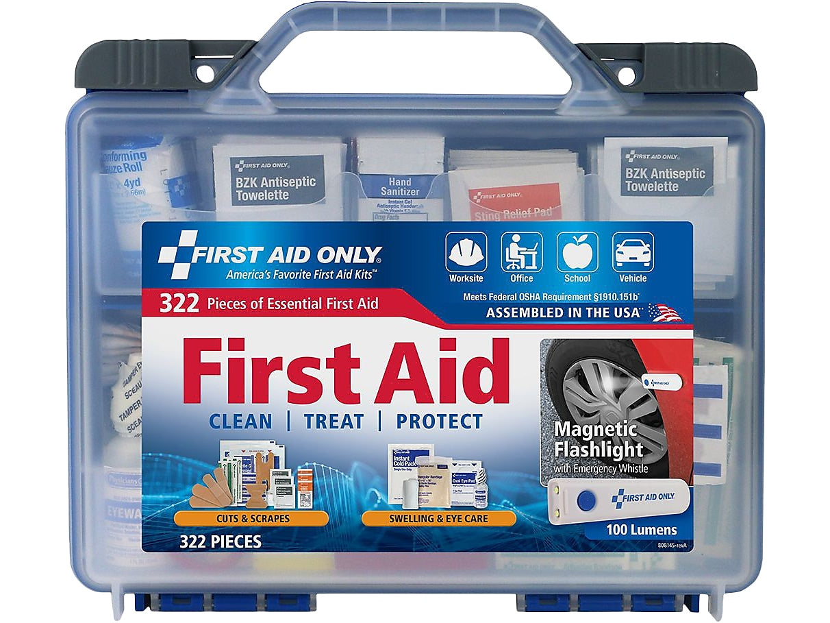 First Aid Only First Aid Kits, 322 Pieces, Clear/Blue