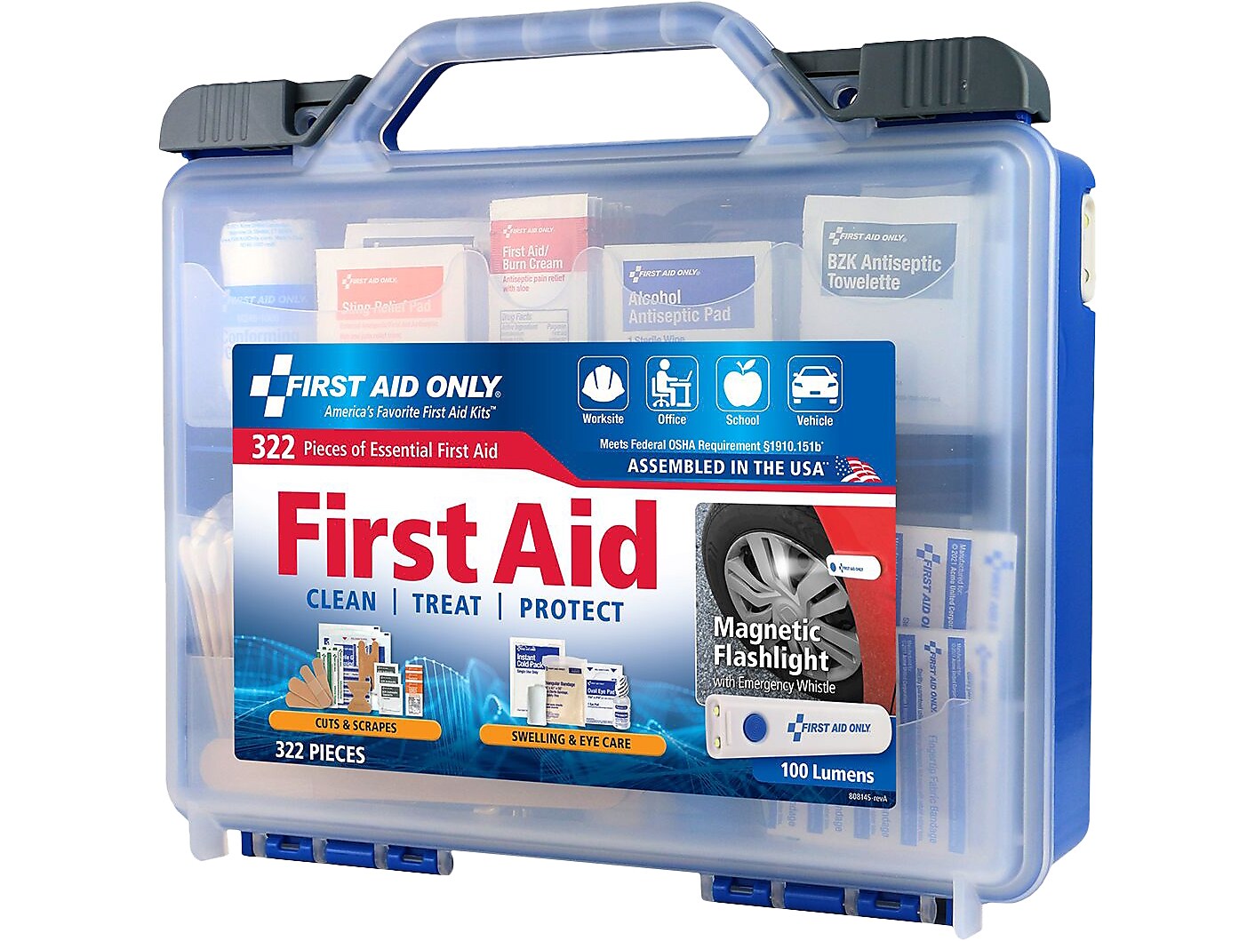 First Aid Only First Aid Kits, 322 Pieces, Clear/Blue