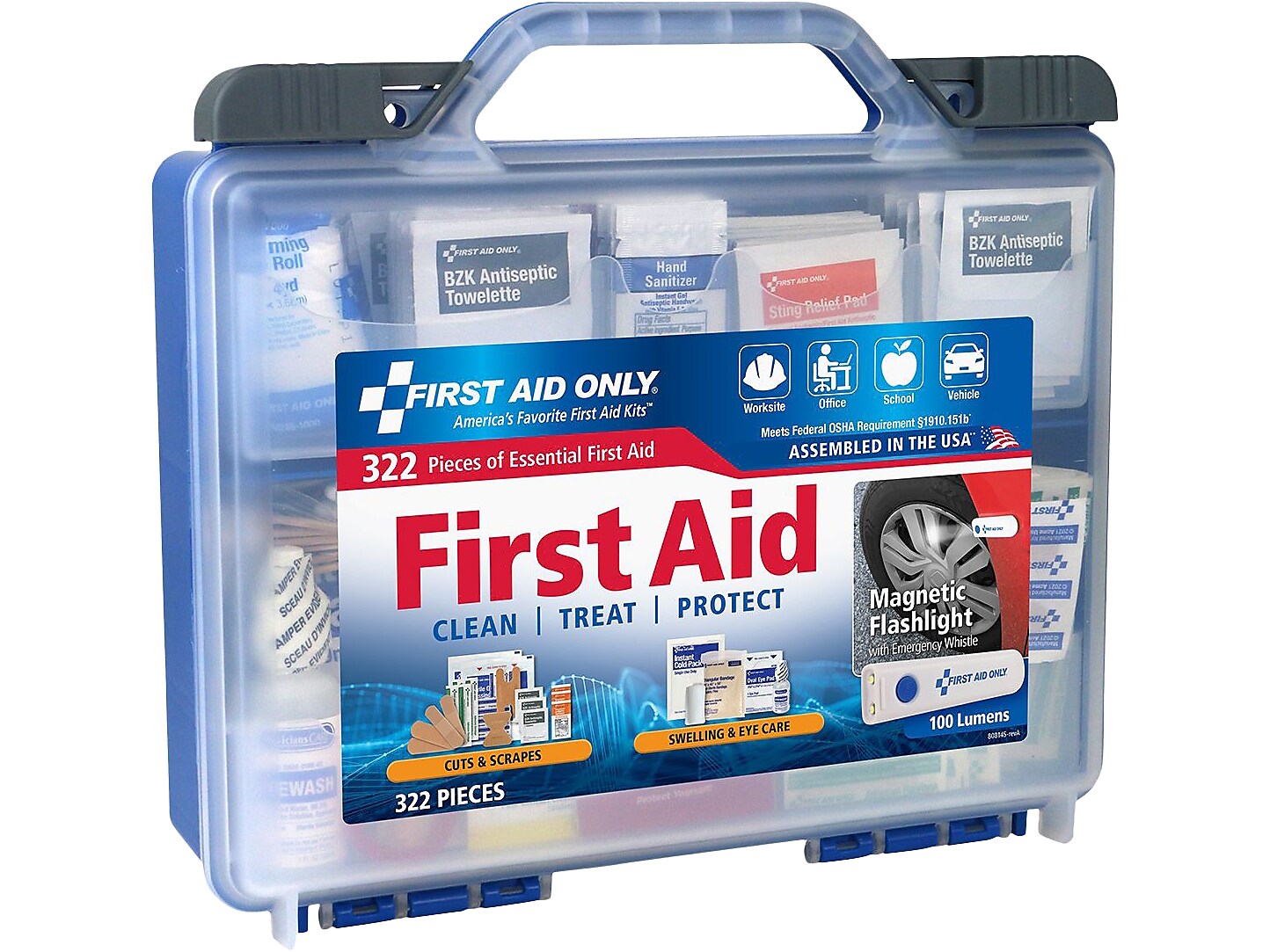 First Aid Only First Aid Kits, 322 Pieces, Clear/Blue