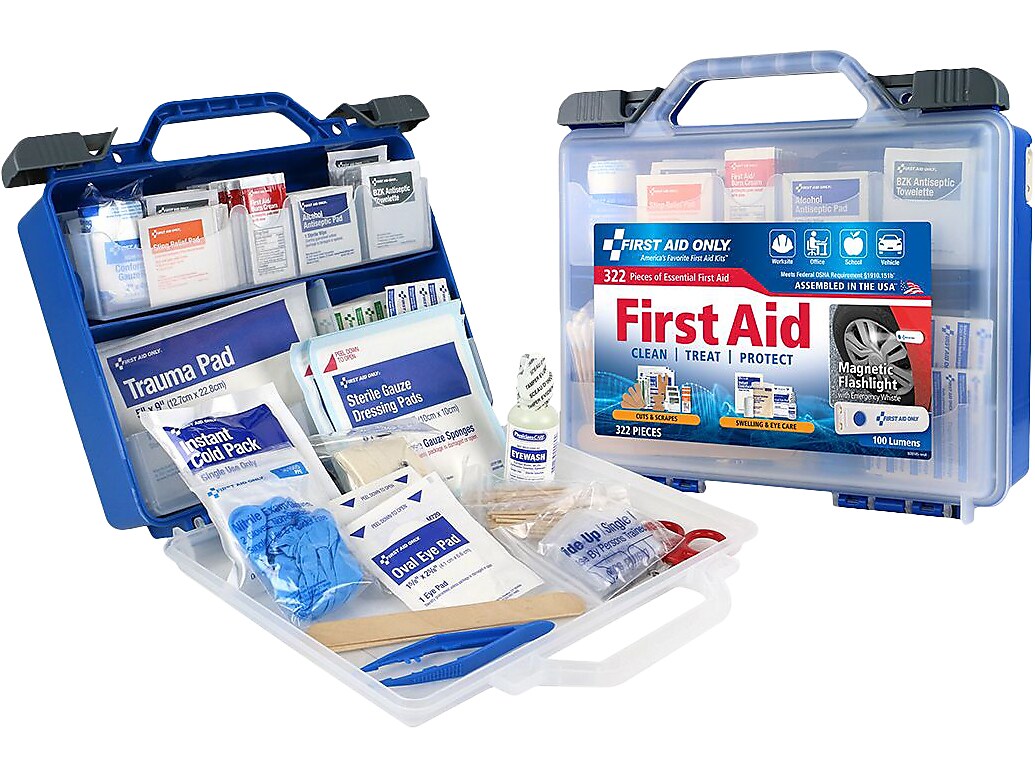 First Aid Only First Aid Kits, 322 Pieces, Clear/Blue