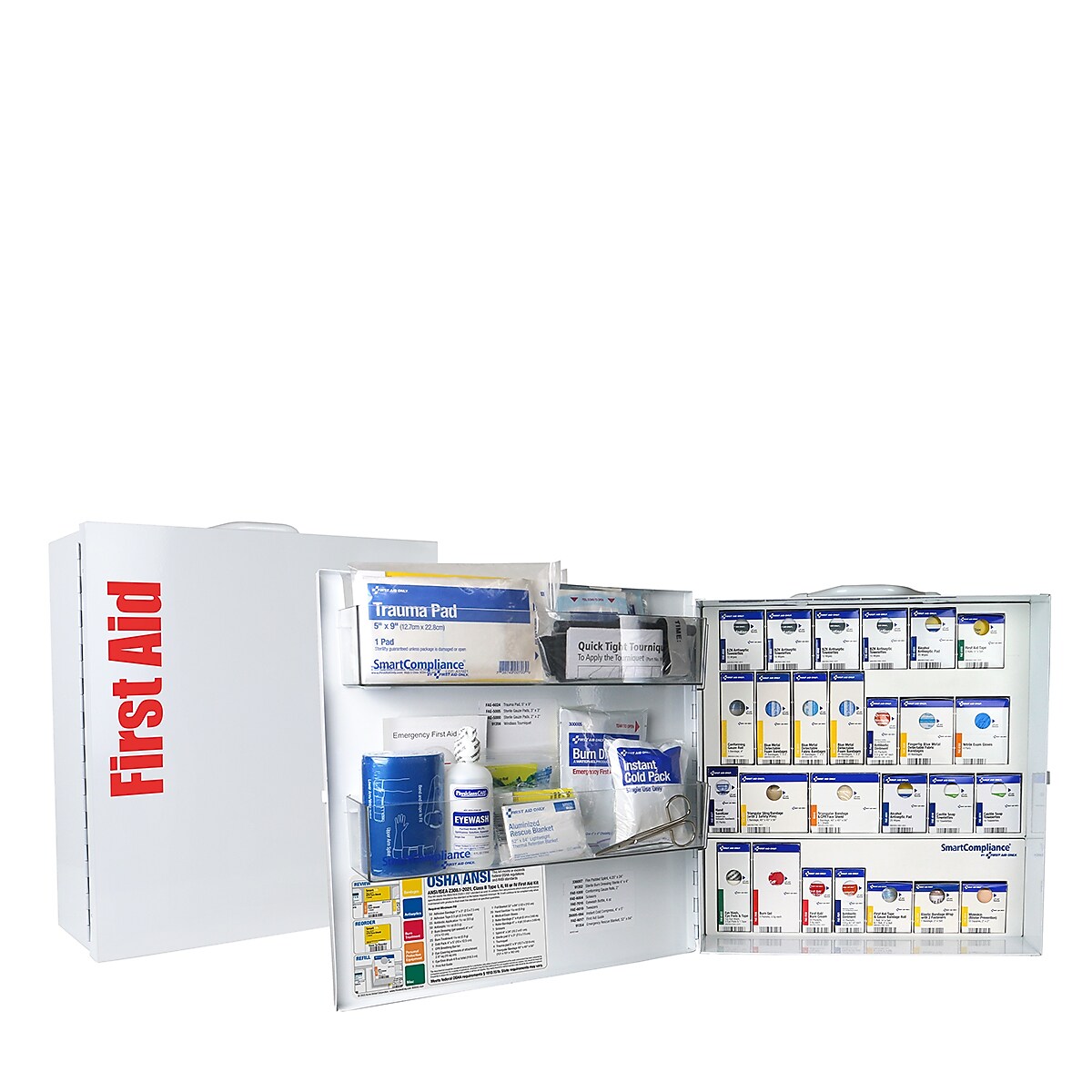 First Aid Only Food Service First Aid Cabinet, ANSI Class B, 100 People, 337 Pieces, White, Kit