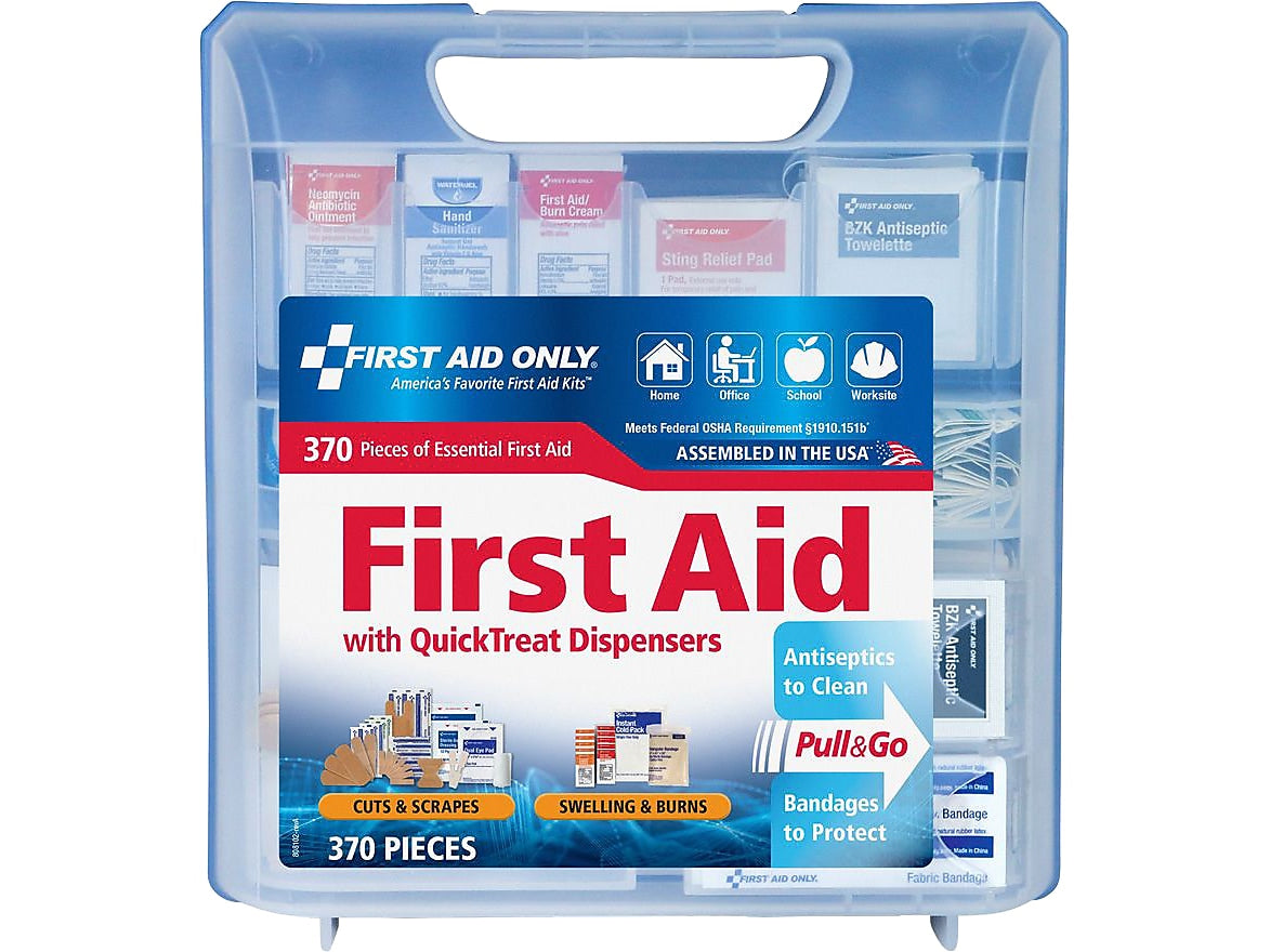 First Aid Only QuickTreat First Aid Kits, 370 Pieces, Clear/Blue