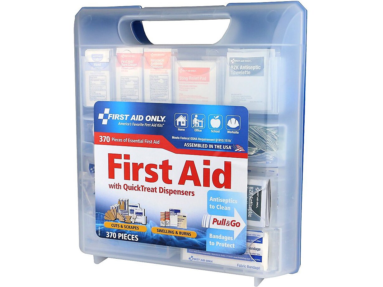 First Aid Only QuickTreat First Aid Kits, 370 Pieces, Clear/Blue