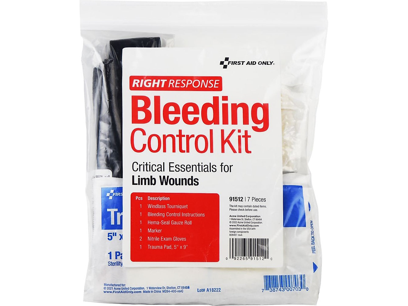 First Aid Only Right Response 7-Piece Bleeding Control Kit